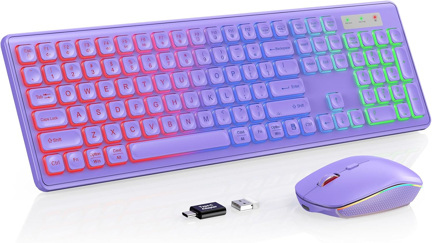 KIT INALÁMBRICO DE TECLADO Y MOUSE TRUEQUE CON RETROILUMINACIÓN RGB Y BATERÍA RECARGABLE - 1