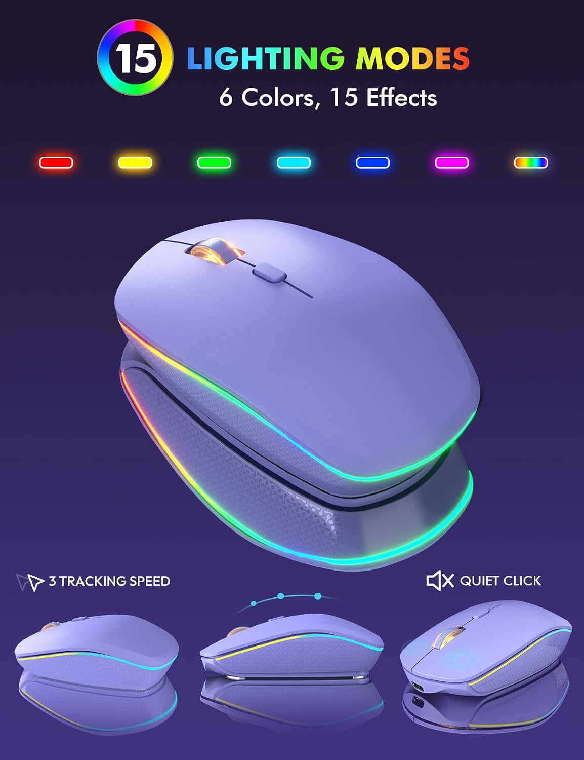 KIT INALÁMBRICO DE TECLADO Y MOUSE TRUEQUE CON RETROILUMINACIÓN RGB Y BATERÍA RECARGABLE - 5