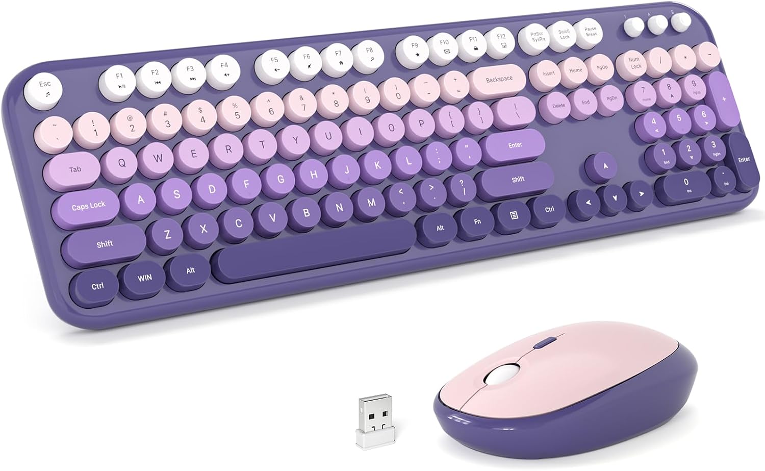 KIT INALÁMBRICO DE TECLADO Y MOUSE MOFII FULL SIZE 2.4G DEGRADADO MORADO - 1