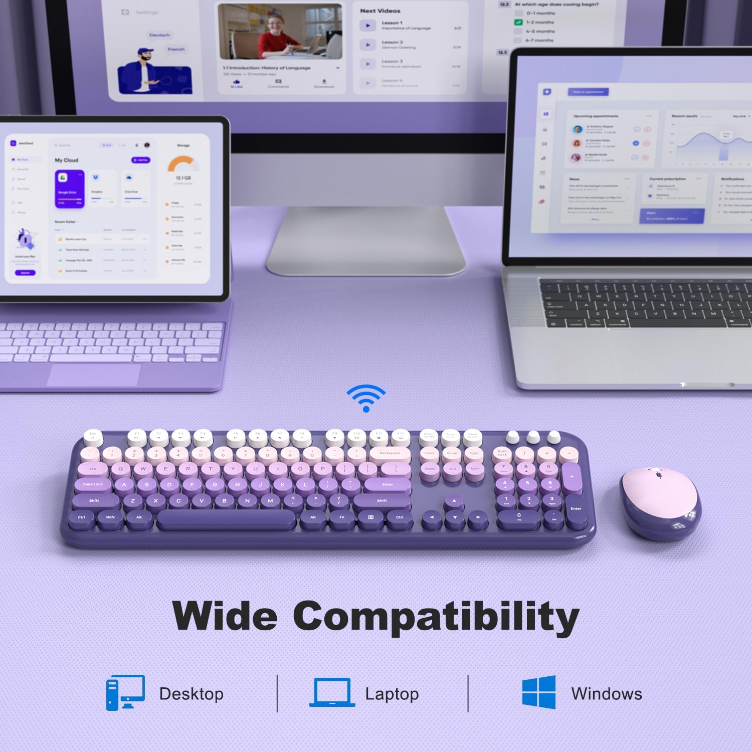 KIT INALÁMBRICO DE TECLADO Y MOUSE MOFII FULL SIZE 2.4G DEGRADADO MORADO - 2