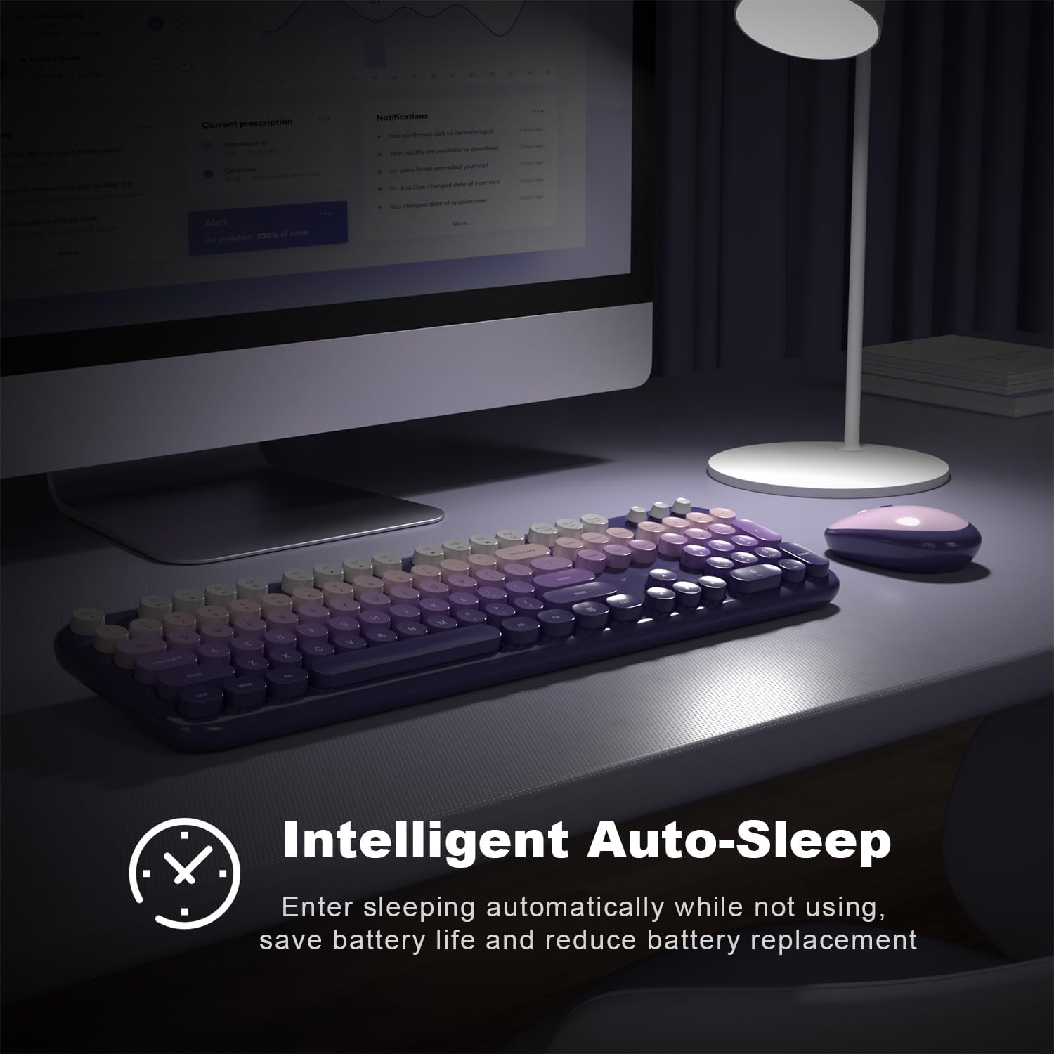 KIT INALÁMBRICO DE TECLADO Y MOUSE MOFII FULL SIZE 2.4G DEGRADADO MORADO - 4