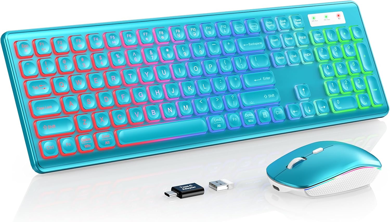 KIT INALÁMBRICO TECLADO Y MOUSE TRUEQUE RGB RECARGABLE - 1