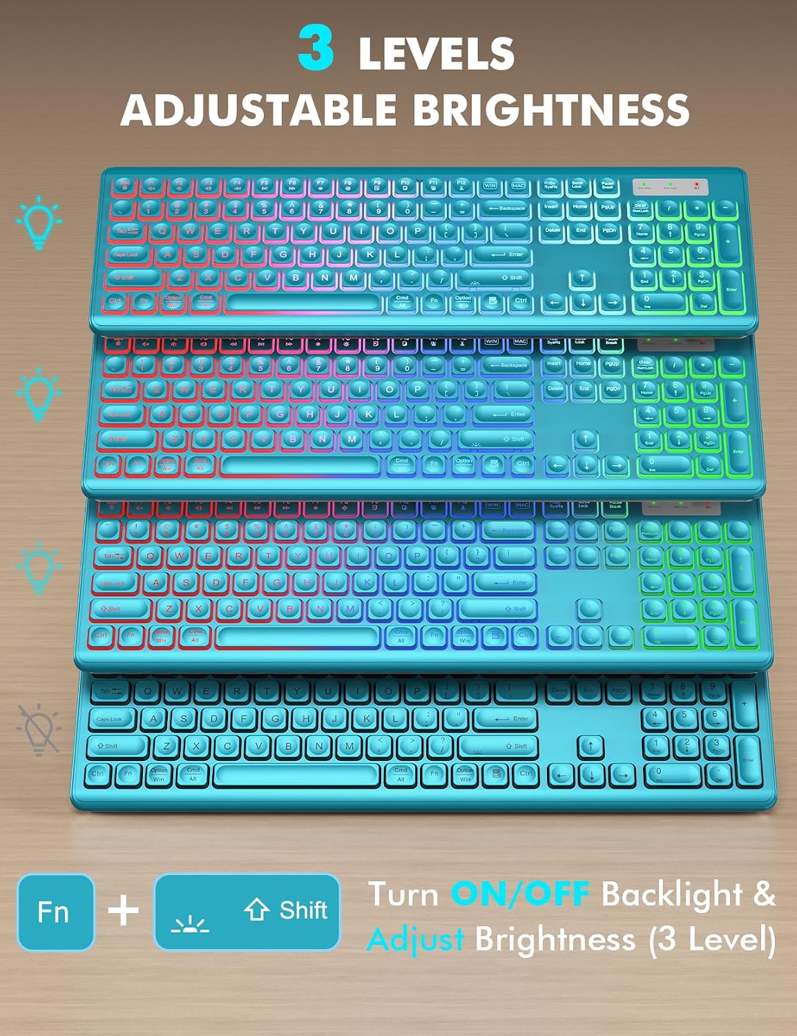 KIT INALÁMBRICO TECLADO Y MOUSE TRUEQUE RGB RECARGABLE - 2