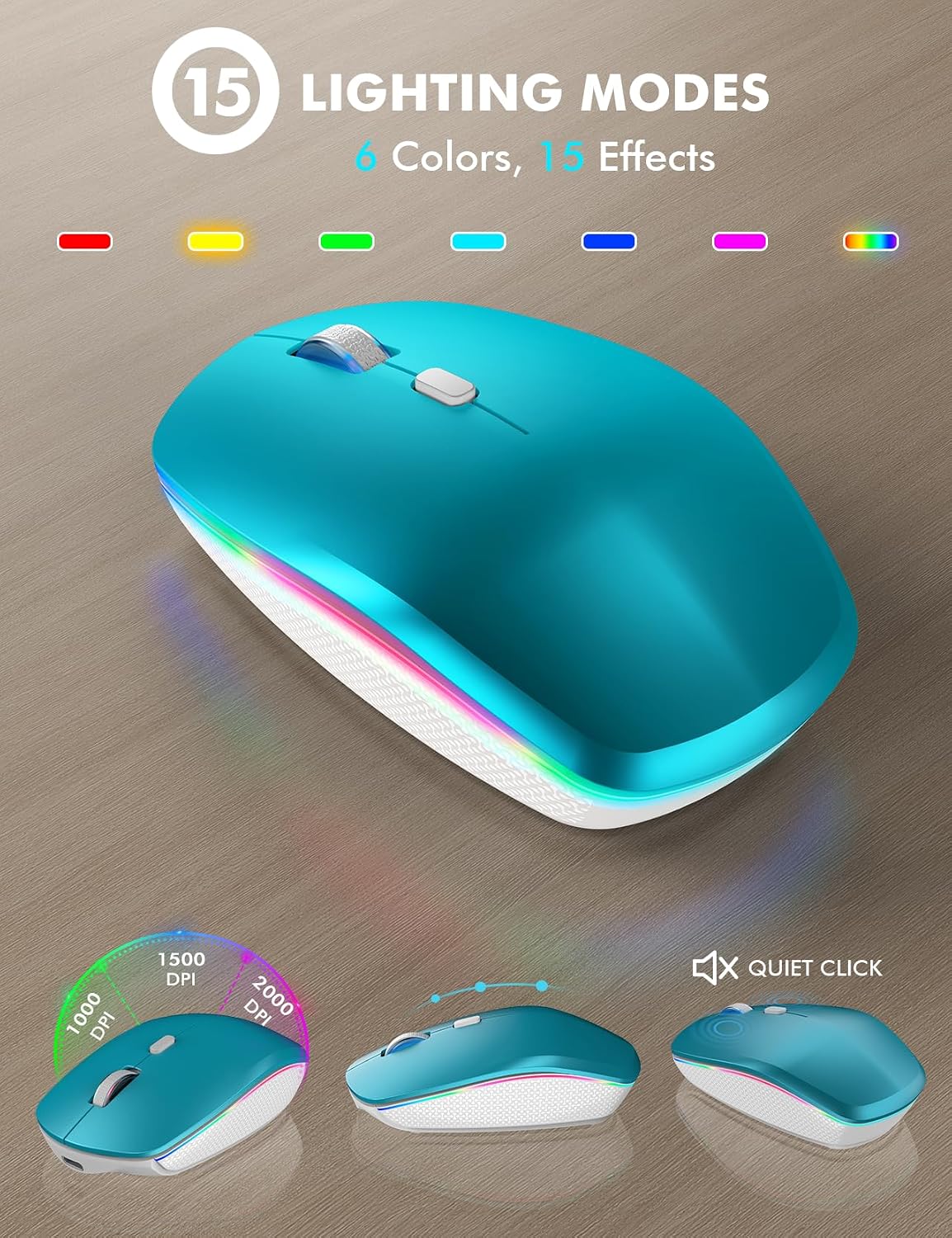 KIT INALÁMBRICO TECLADO Y MOUSE TRUEQUE RGB RECARGABLE - 5