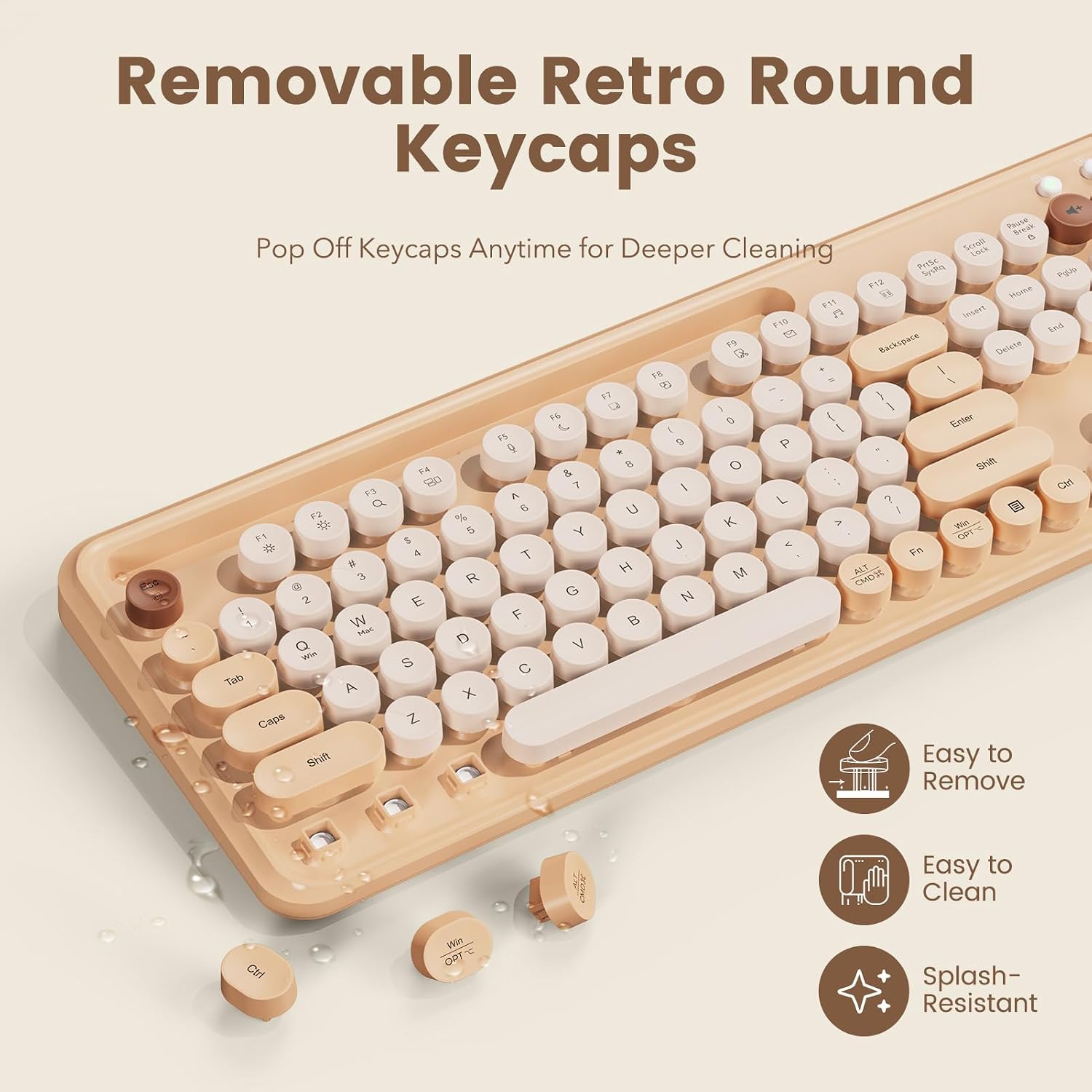 KIT INALÁMBRICO DE TECLADO Y MOUSE SABLUTE ESTILO MÁQUINA DE ESCRIBIR COLOR BEIGE - 4