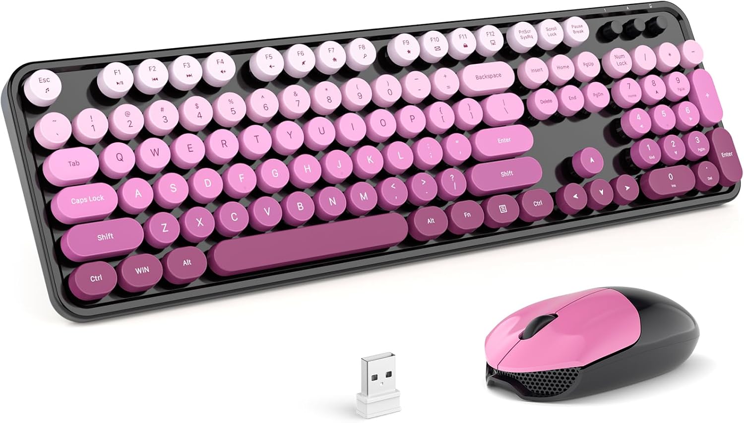 KIT DE TECLADO Y MOUSE INALÁMBRICO MOFII FULL SIZE 2.4G NEGRO CON DEGRADADO ROSA - 1
