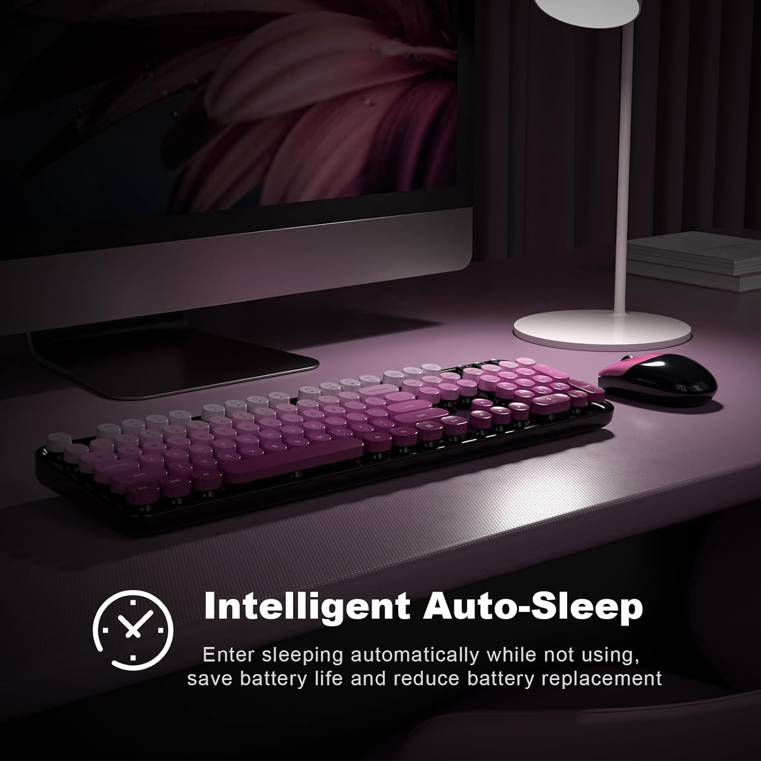 KIT DE TECLADO Y MOUSE INALÁMBRICO MOFII FULL SIZE 2.4G NEGRO CON DEGRADADO ROSA - 3