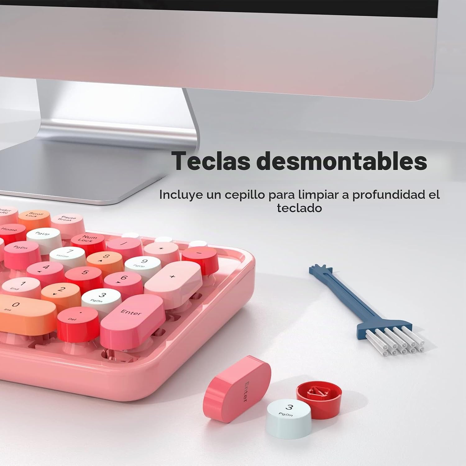 KIT DE TECLADO Y MOUSE INALÁMBRICO MOFII MODELO COLORFUL ROSA - 5