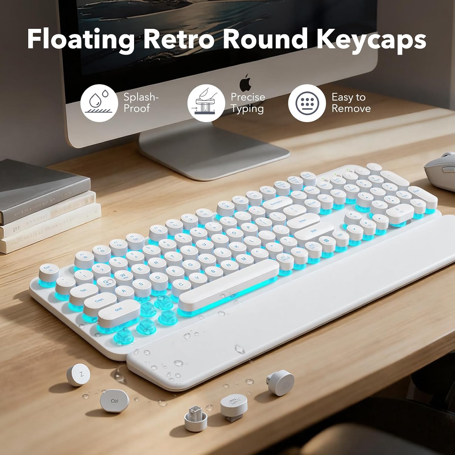 KIT INALÁMBRICO DE TECLADO Y MOUSE SABLUTE CON REPOSAMUÑECAS MAGNÉTICO Y RETROILUMINACIÓN BLANCA - 4
