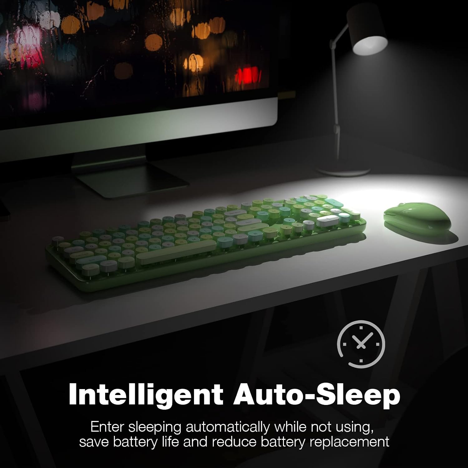 KIT DE TECLADO Y MOUSE INALÁMBRICO MOFII 2.4GHZ RETRO TAMAÑO COMPLETO VERDE - 4