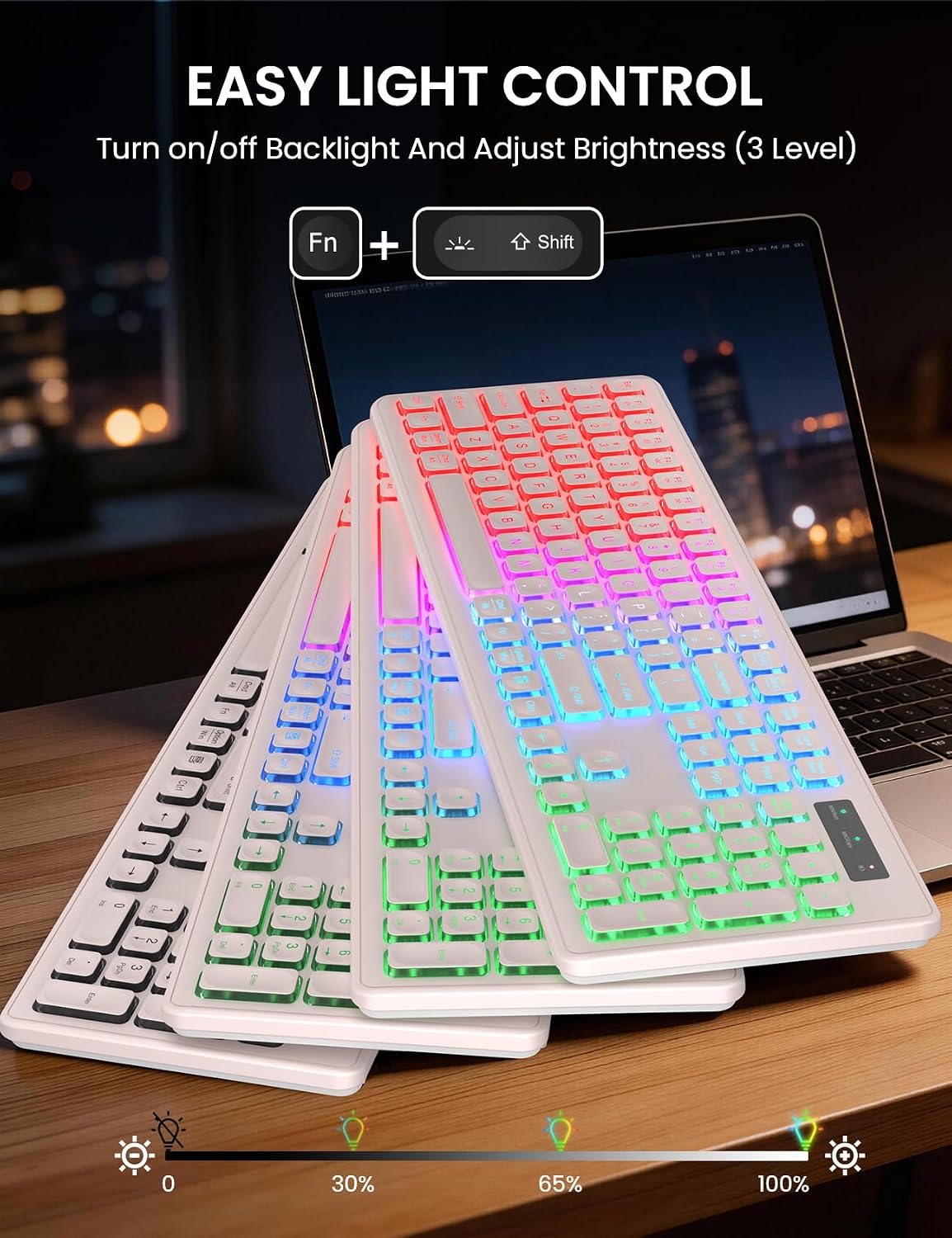 KIT INALÁMBRICO TECLADO Y MOUSE TRUEQUE RGB RECARGABLE CON REPOSAMUÑECAS - 2