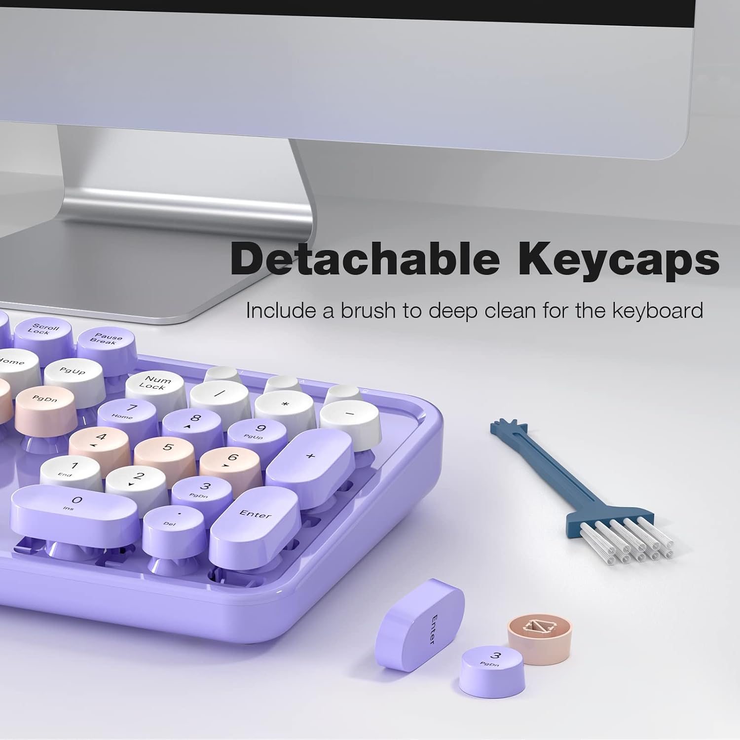 KIT DE TECLADO Y MOUSE INALÁMBRICO MOFII 2.4GHZ RETRO TAMAÑO COMPLETO MORADO - 5