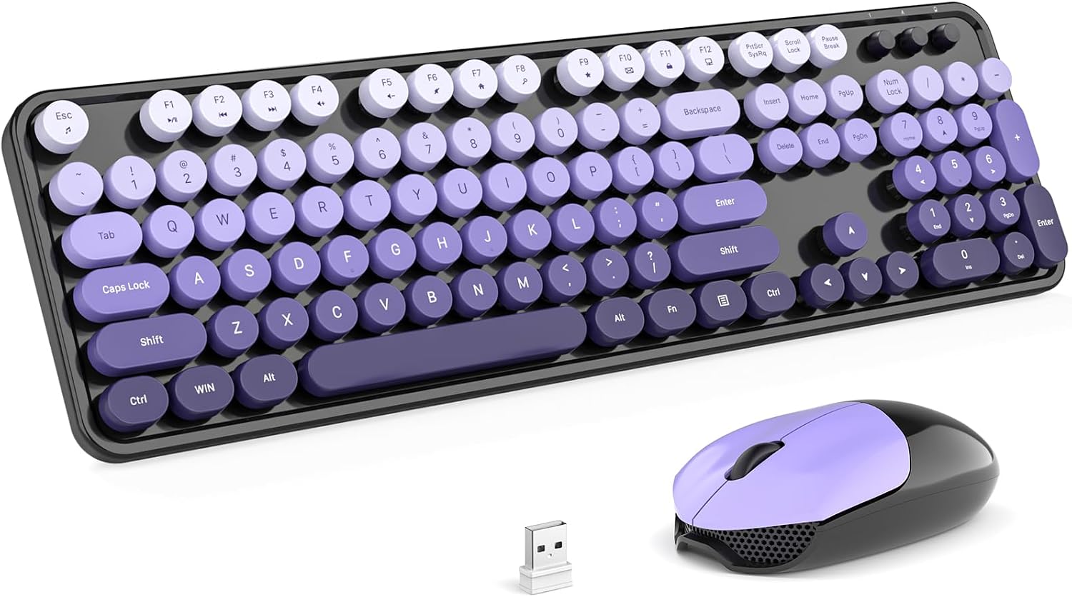 KIT DE TECLADO Y MOUSE INALÁMBRICO MOFII MODELO BLACK PURPLE GRADIENT - 1