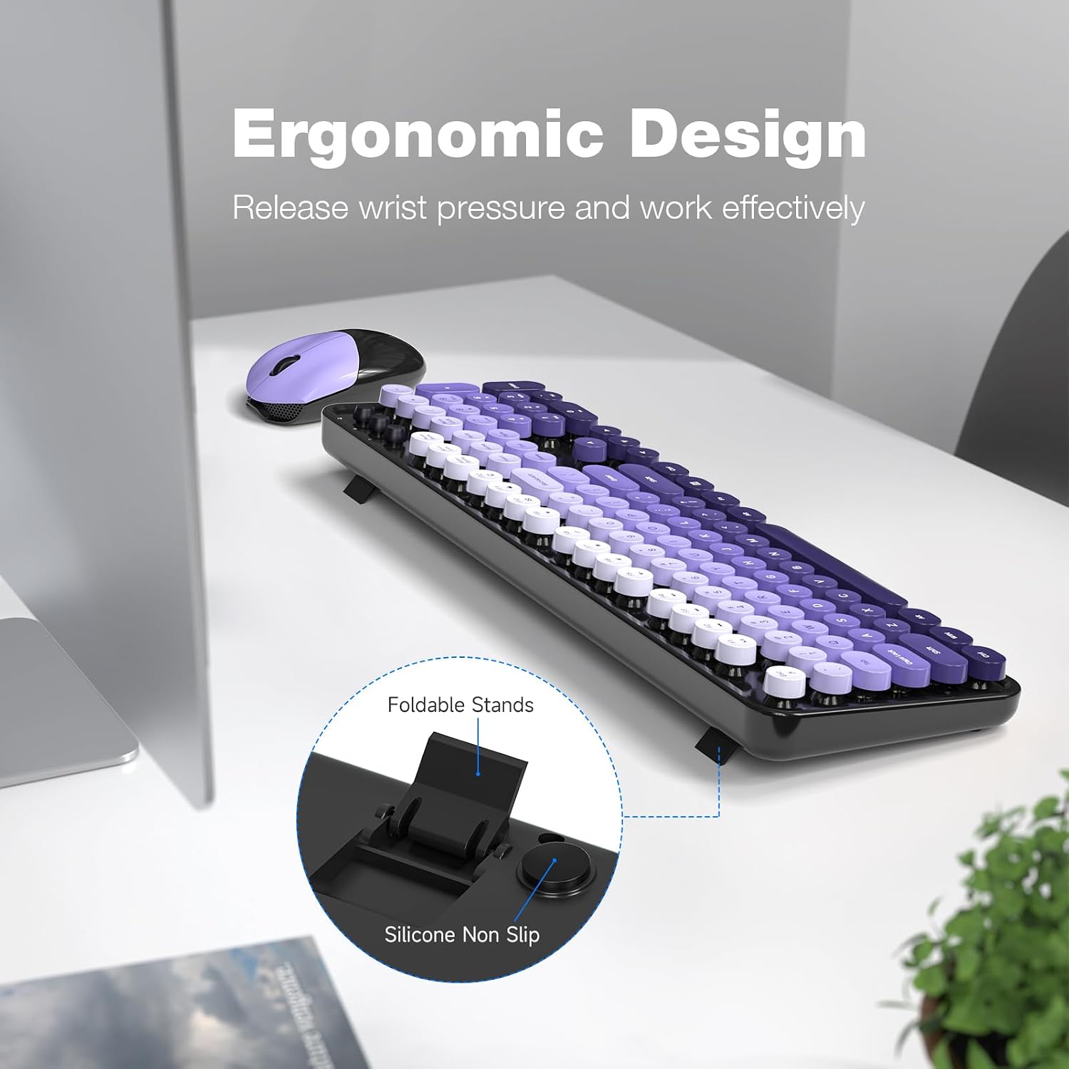 KIT DE TECLADO Y MOUSE INALÁMBRICO MOFII MODELO BLACK PURPLE GRADIENT - 3