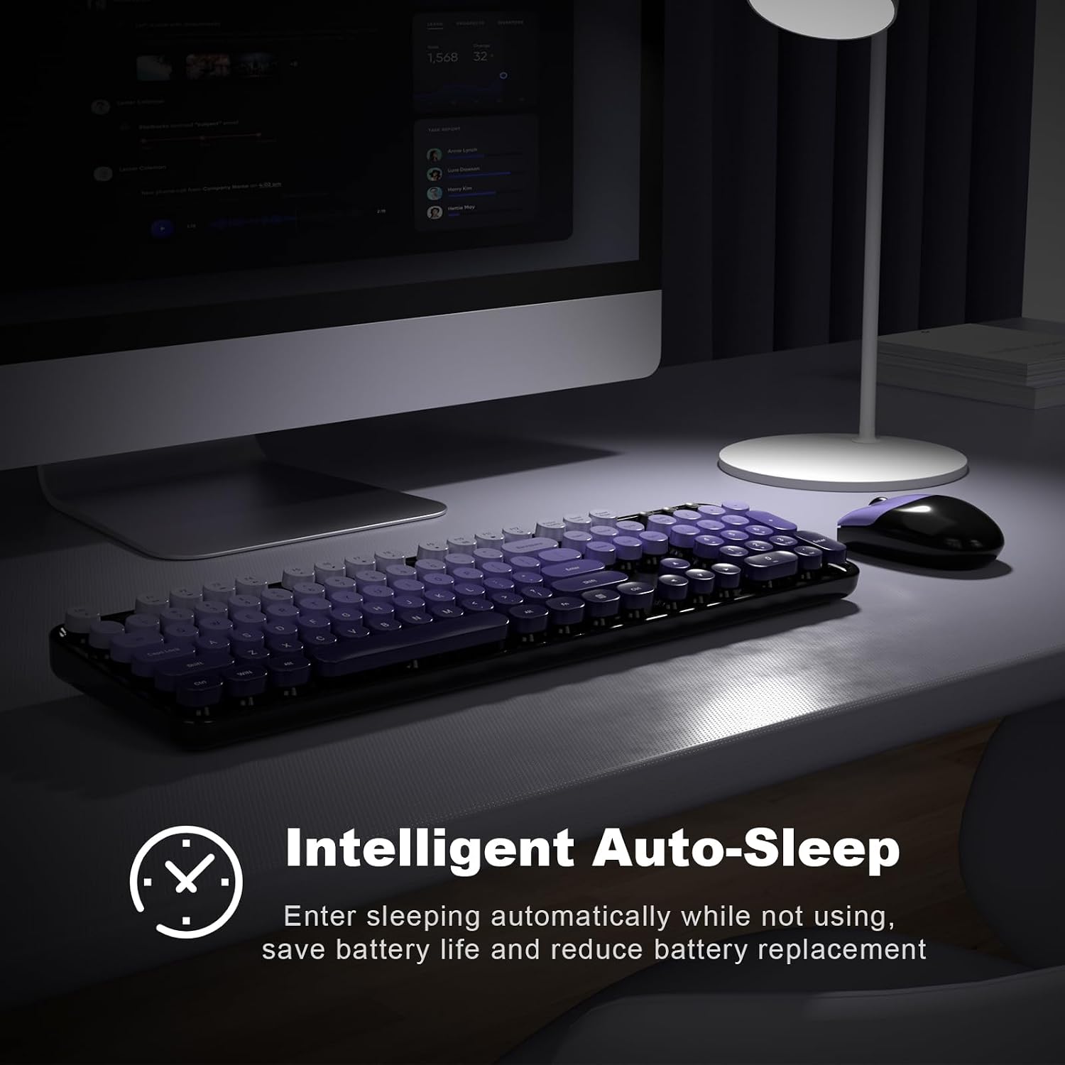KIT DE TECLADO Y MOUSE INALÁMBRICO MOFII MODELO BLACK PURPLE GRADIENT - 4