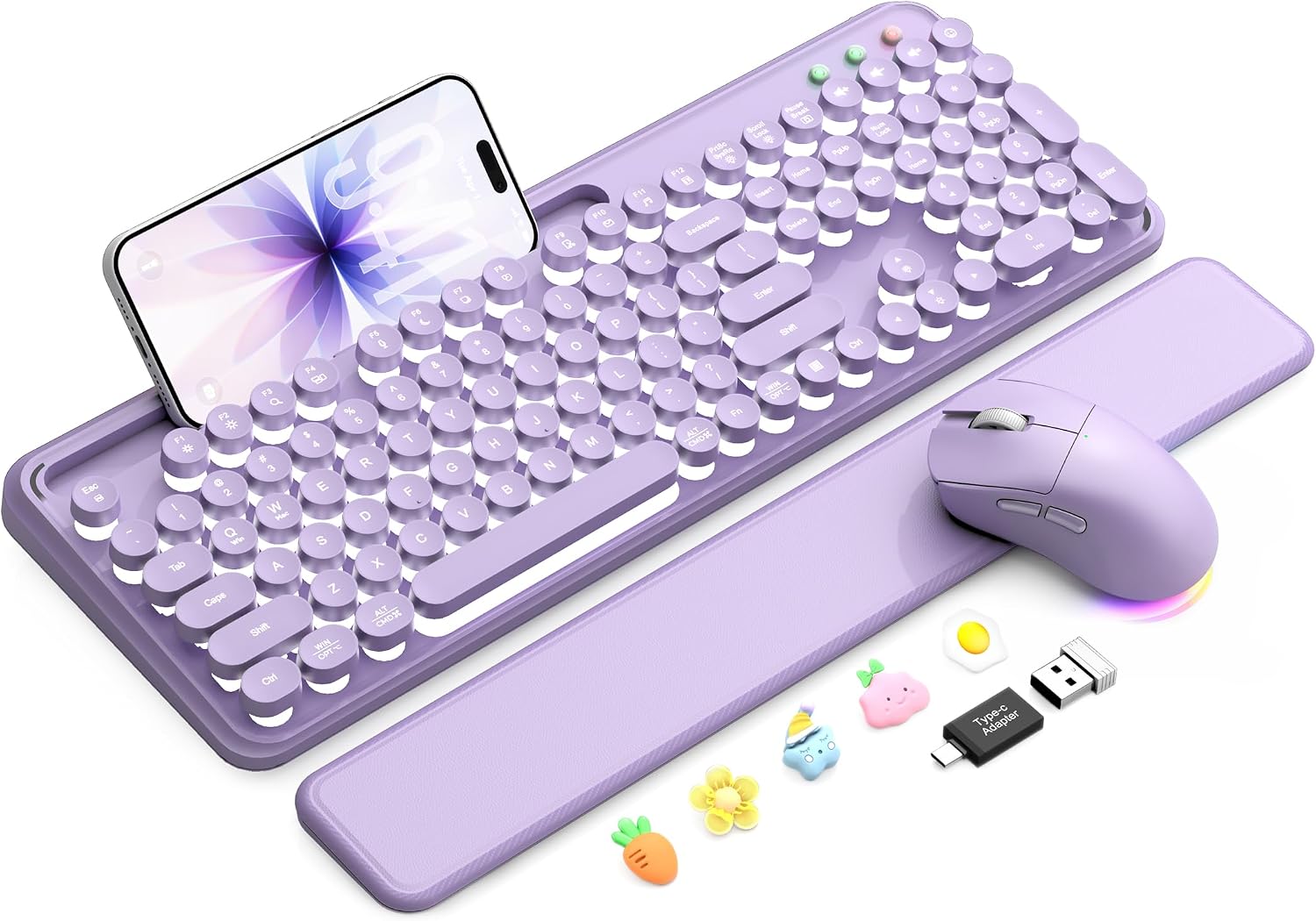 KIT INALÁMBRICO TECLADO Y MOUSE SABLUTE RETRO CON REPOSAMUÑECAS MAGNÉTICO - 1