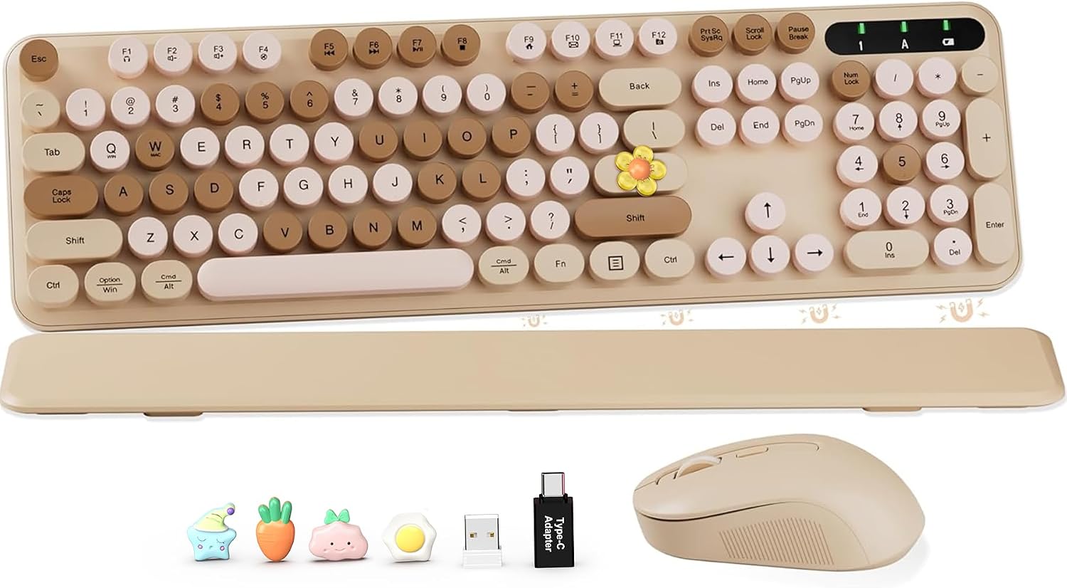 KIT INALÁMBRICO DE TECLADO Y MOUSE SABLUTE COLOR BEIGE LATTE - 1