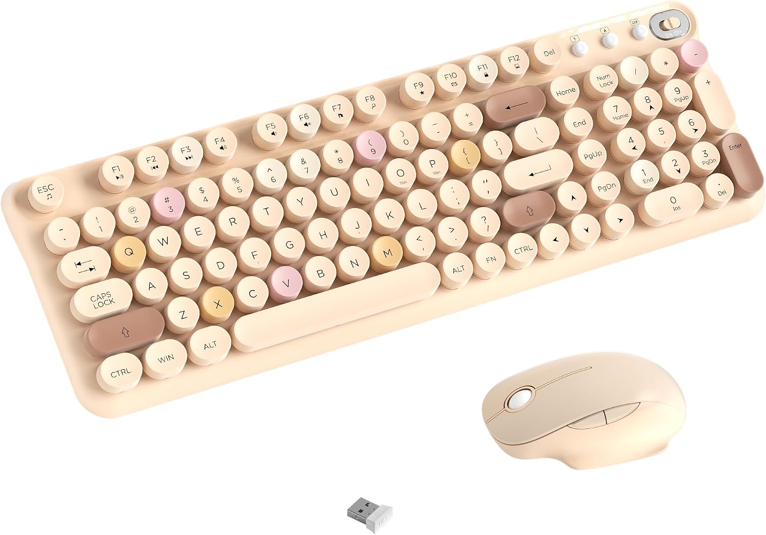 KIT INALÁMBRICO DE TECLADO Y MOUSE COVEVA MILK TEA COLORFUL - 1