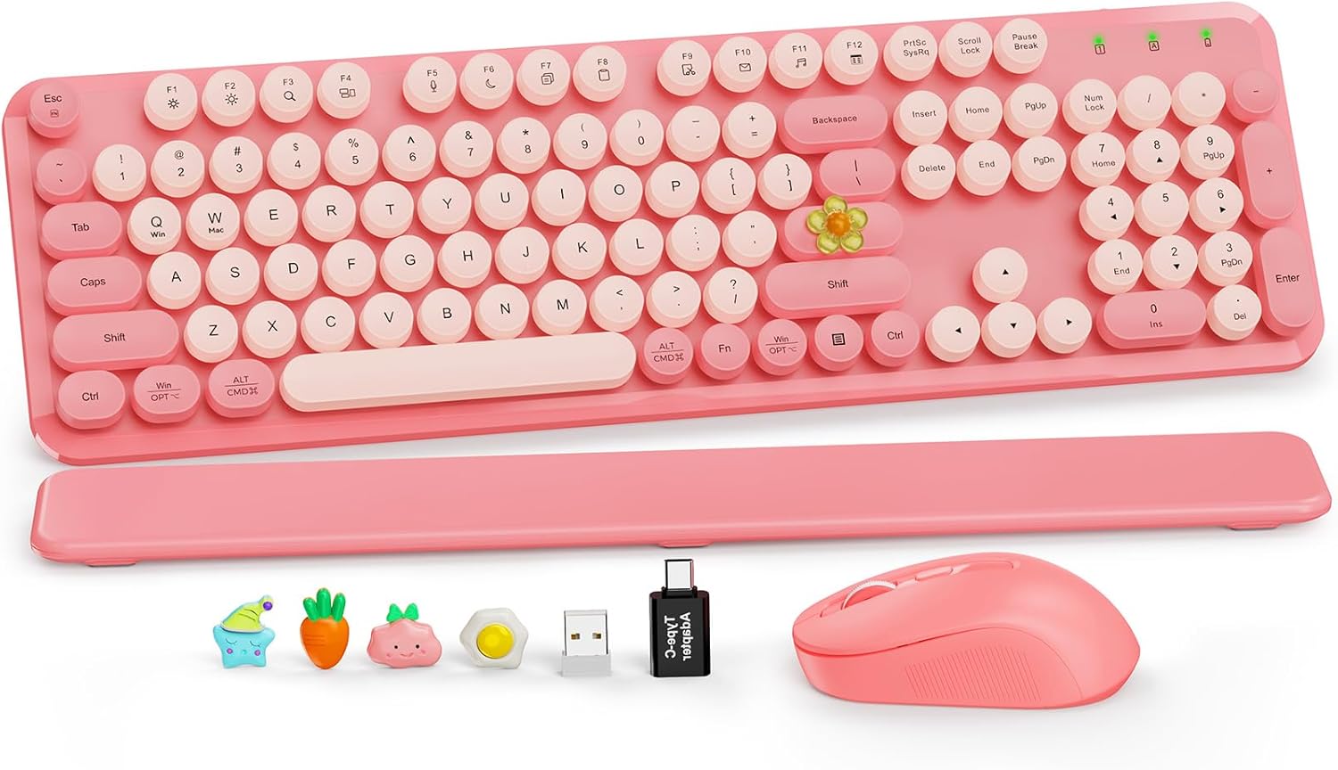 KIT INALÁMBRICO TECLADO Y MOUSE SABLUTE BABY PINK CON REPOSAMUÑECAS MAGNÉTICO - 1