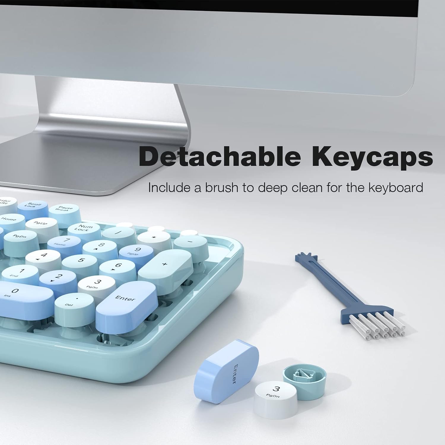 KIT DE TECLADO Y MOUSE INALÁMBRICO MOFII RETRO 2.4GHZ AZUL MULTICOLOR - 5