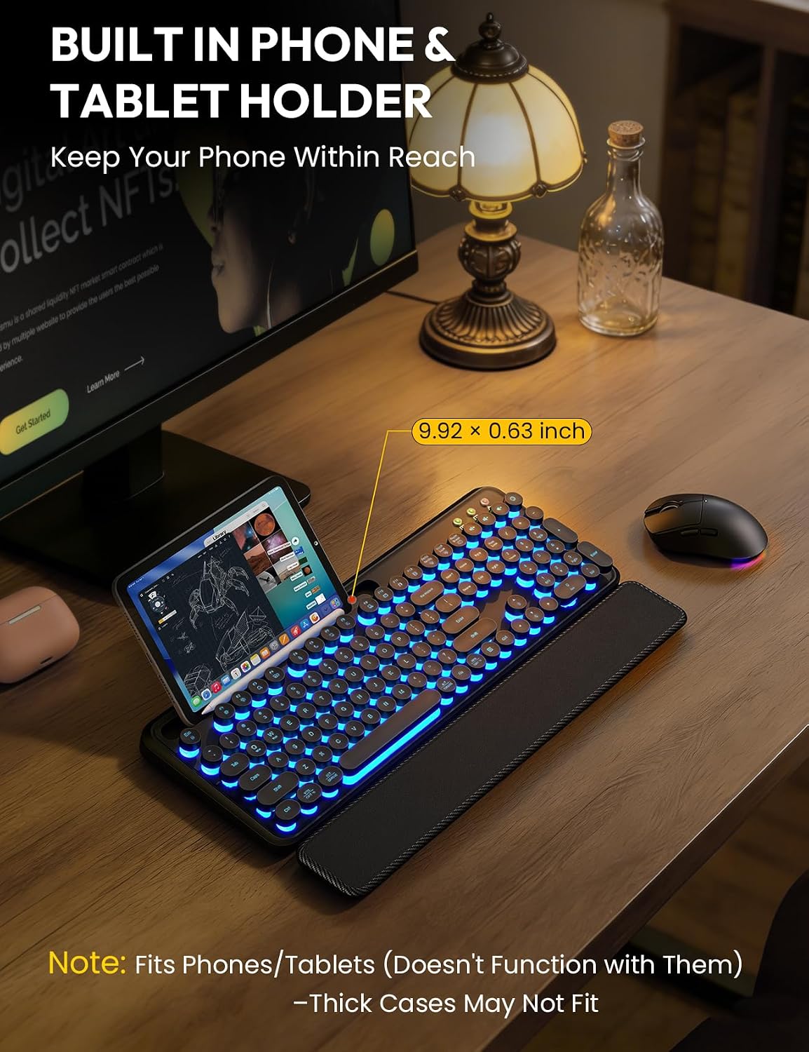 KIT INALÁMBRICO TECLADO Y MOUSE SABLUTE RETRO CON REPOSAMUÑECAS MAGNÉTICO - 4