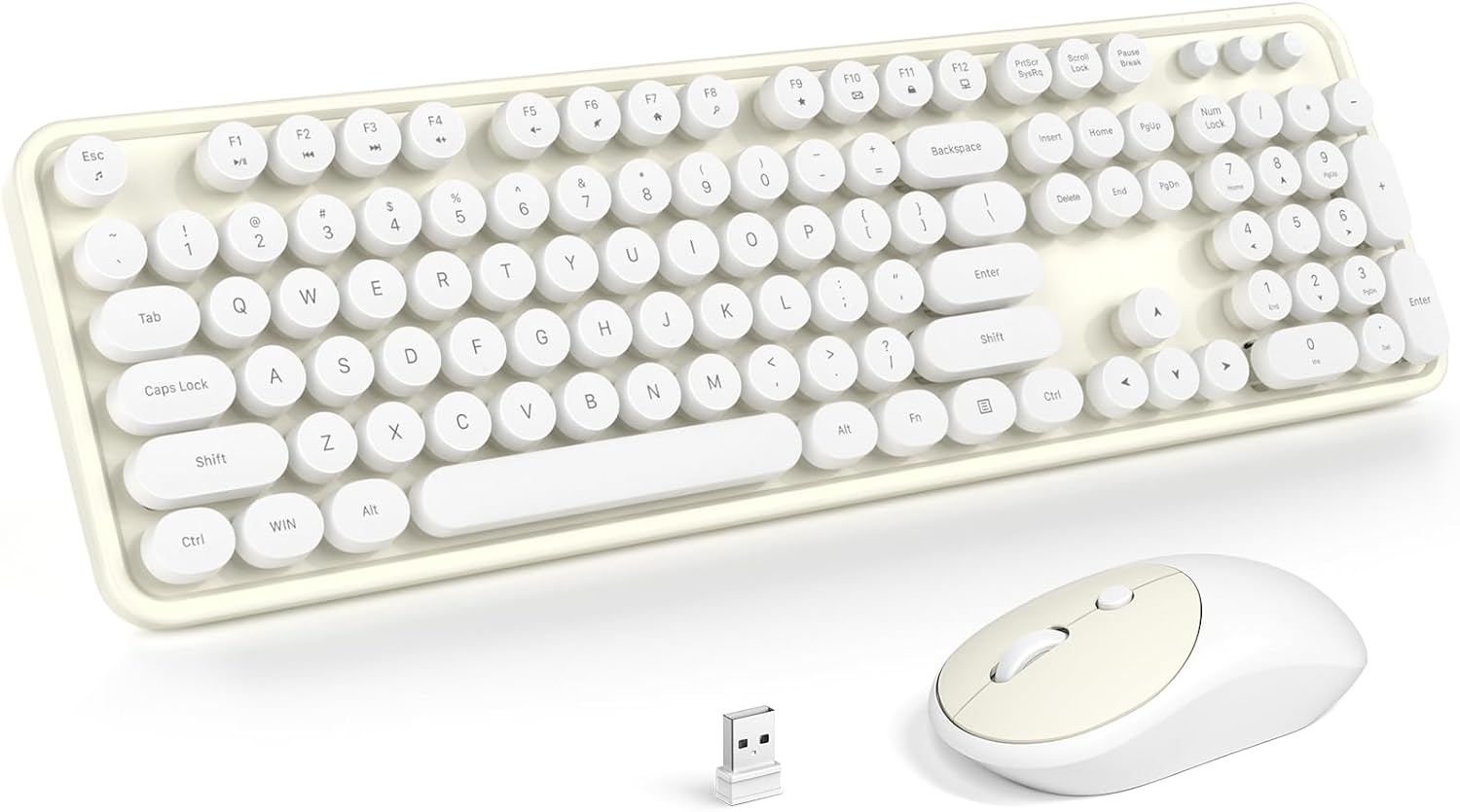 KIT INALÁMBRICO DE TECLADO Y MOUSE MOFII TAMAÑO COMPLETO 2.4G COLOR BLANCO HUESO - 1