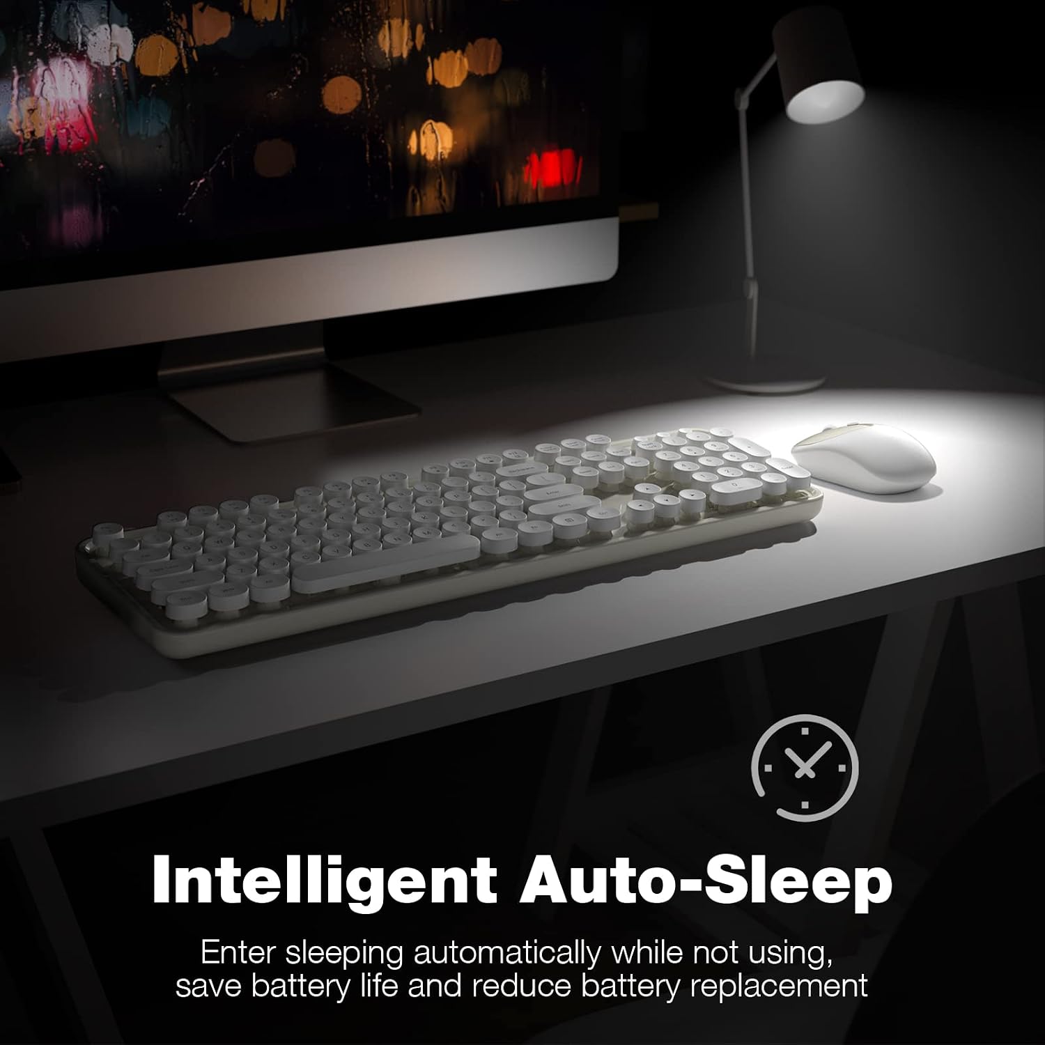 KIT INALÁMBRICO DE TECLADO Y MOUSE MOFII TAMAÑO COMPLETO 2.4G COLOR BLANCO HUESO - 3