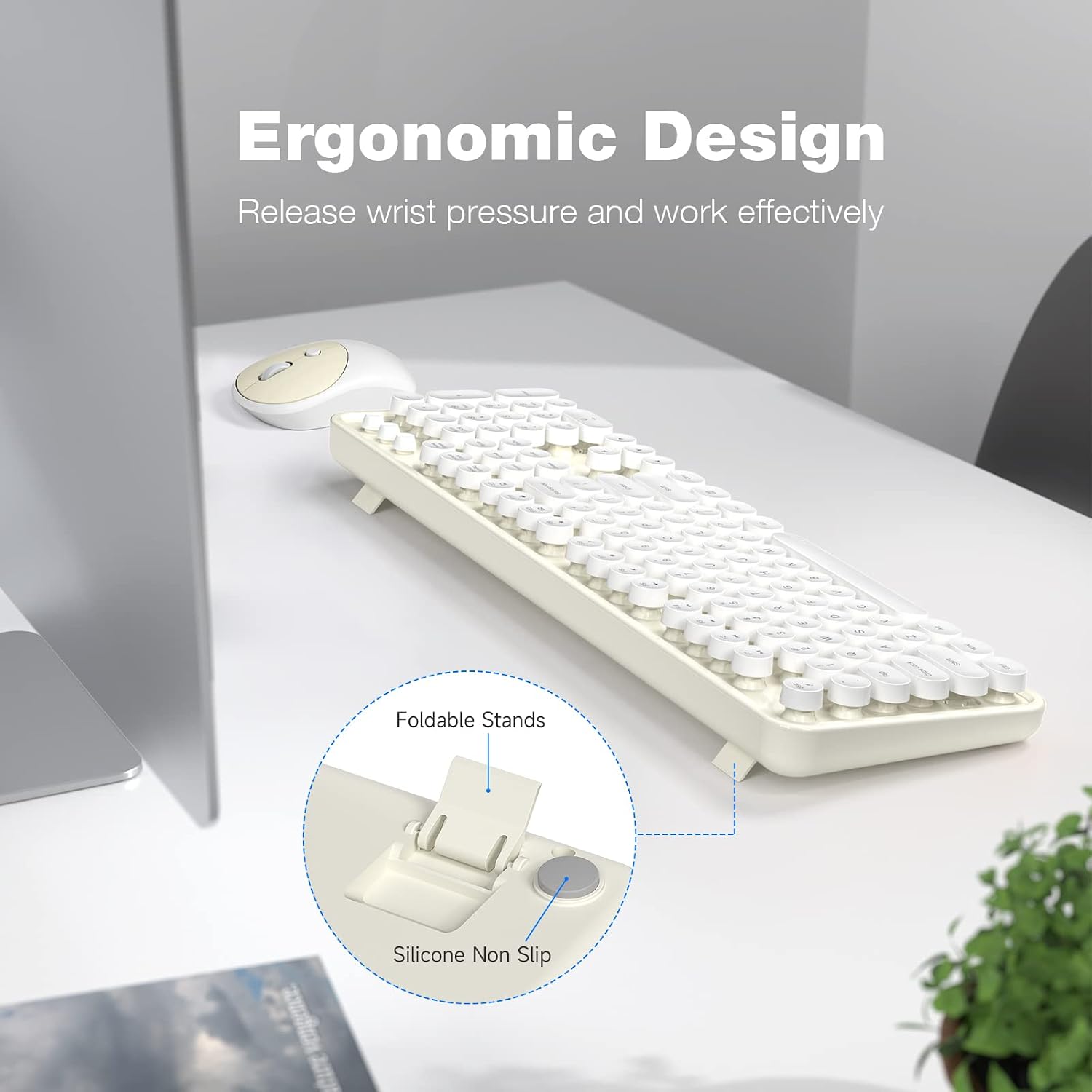KIT INALÁMBRICO DE TECLADO Y MOUSE MOFII TAMAÑO COMPLETO 2.4G COLOR BLANCO HUESO - 4