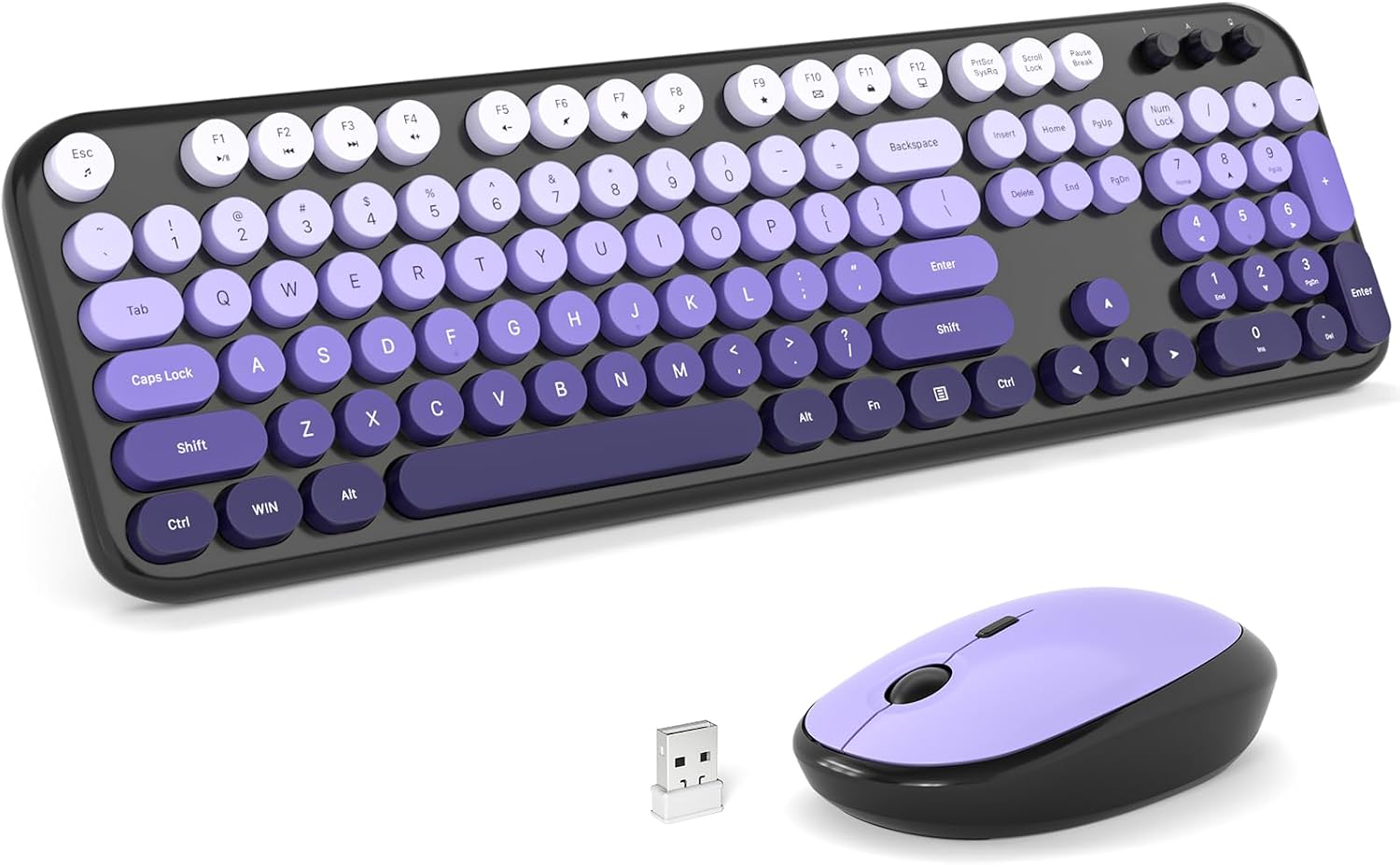 KIT DE TECLADO Y MOUSE INALÁMBRICO MOFII MODELO BLACK PURPLE GRADIENT - 1
