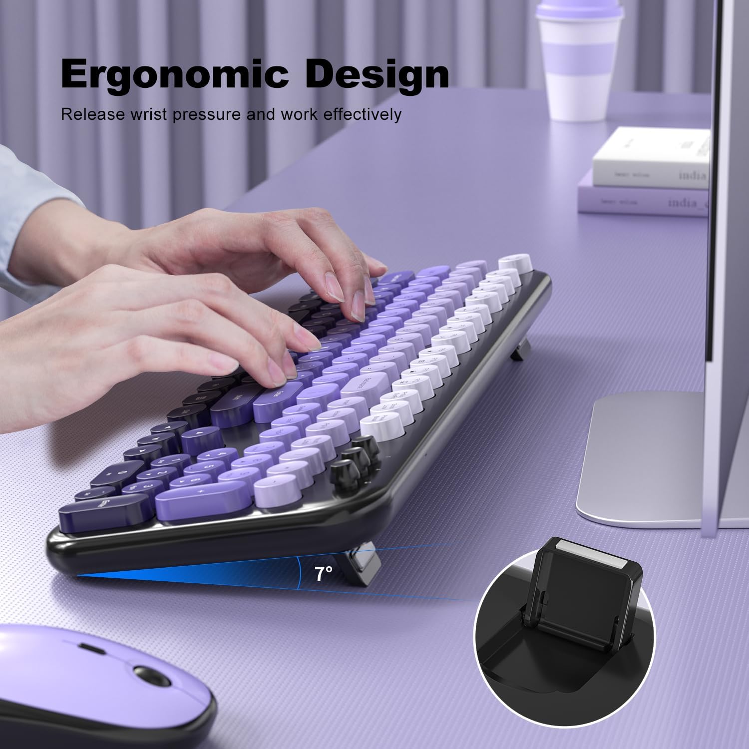 KIT DE TECLADO Y MOUSE INALÁMBRICO MOFII MODELO BLACK PURPLE GRADIENT - 5