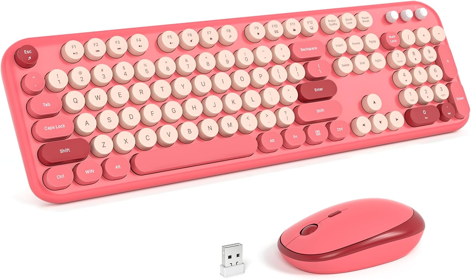 KIT DE TECLADO Y MOUSE INALÁMBRICO MOFII MODELO WIRELESS COMBO RETRO ROSE RED - 1