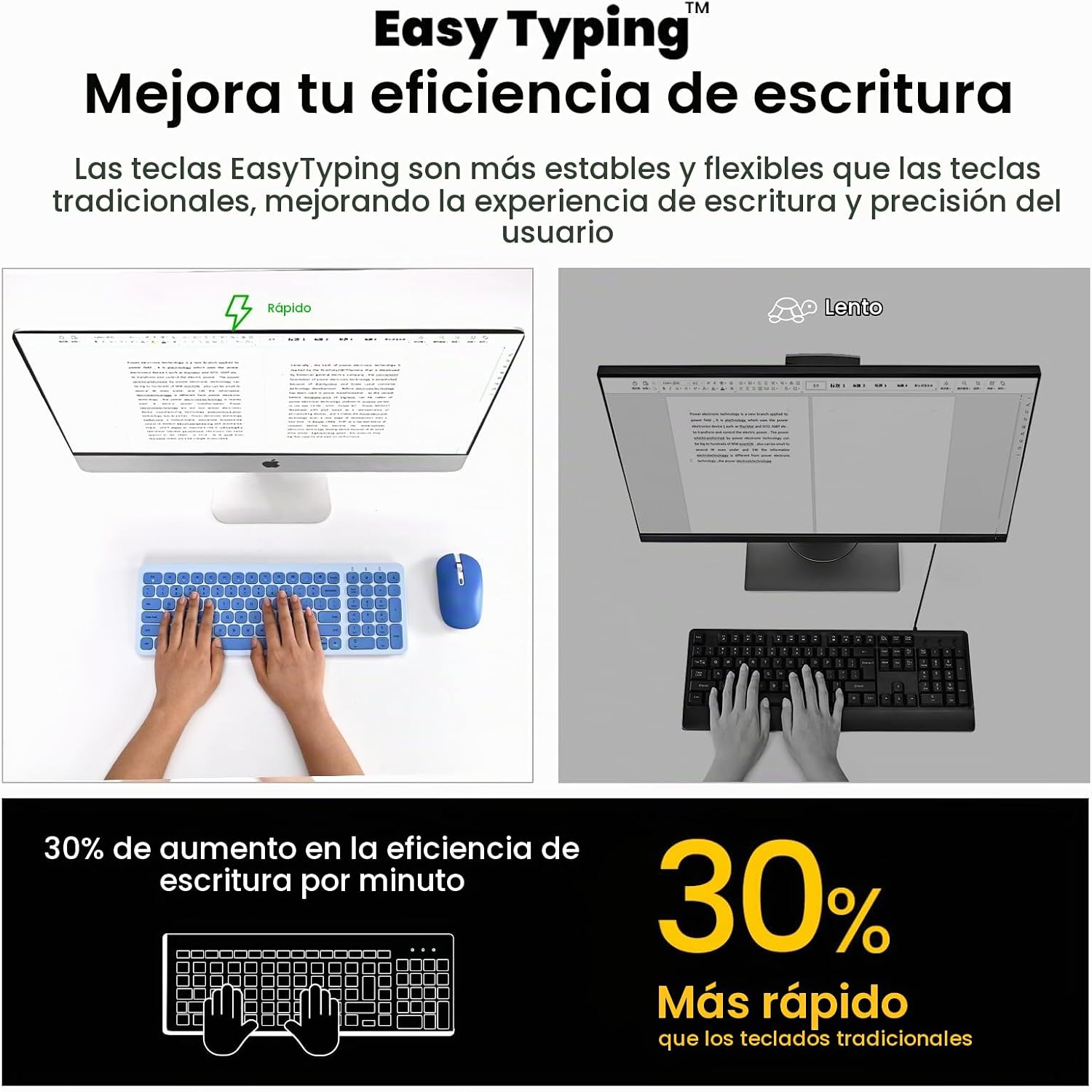 KIT INALÁMBRICO DE TECLADO Y MOUSE CIMETECH AZUL - 3