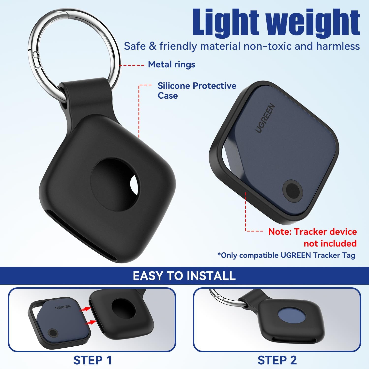 FUNDA DE SILICONA DDJ PARA UGREEN TRACKER TAGS CON LLAVERO, PACK DE 4 - 2