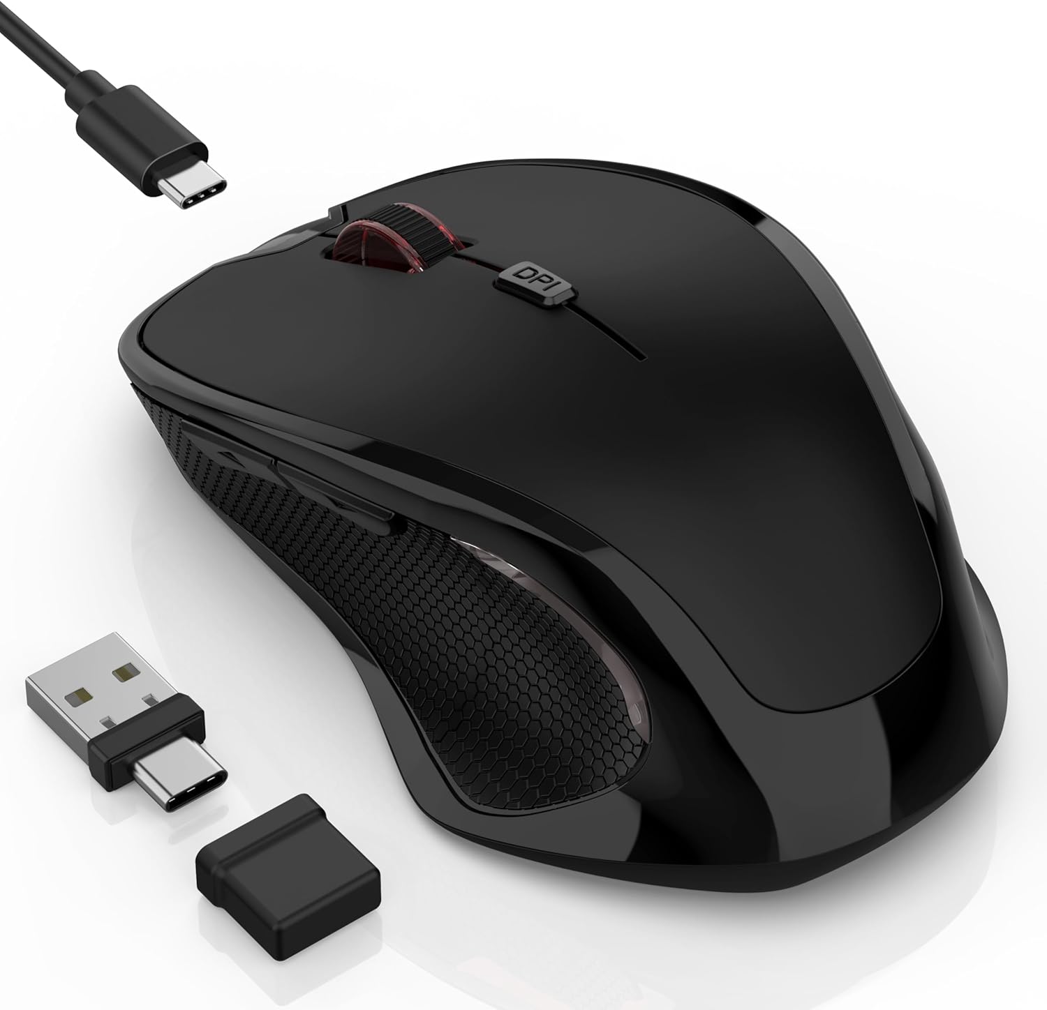 MOUSE INALÁMBRICO FYBC BLUETOOTH RECARGABLE CON JIGGLER PARA MAC Y PC NEGRO - 1