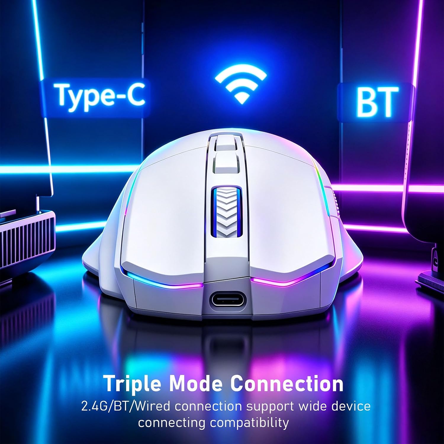 MOUSE INALÁMBRICO REDRAGON M602 GRIFFIN RGB GAMING TRI-MODE 8000DPI BLANCO - 2