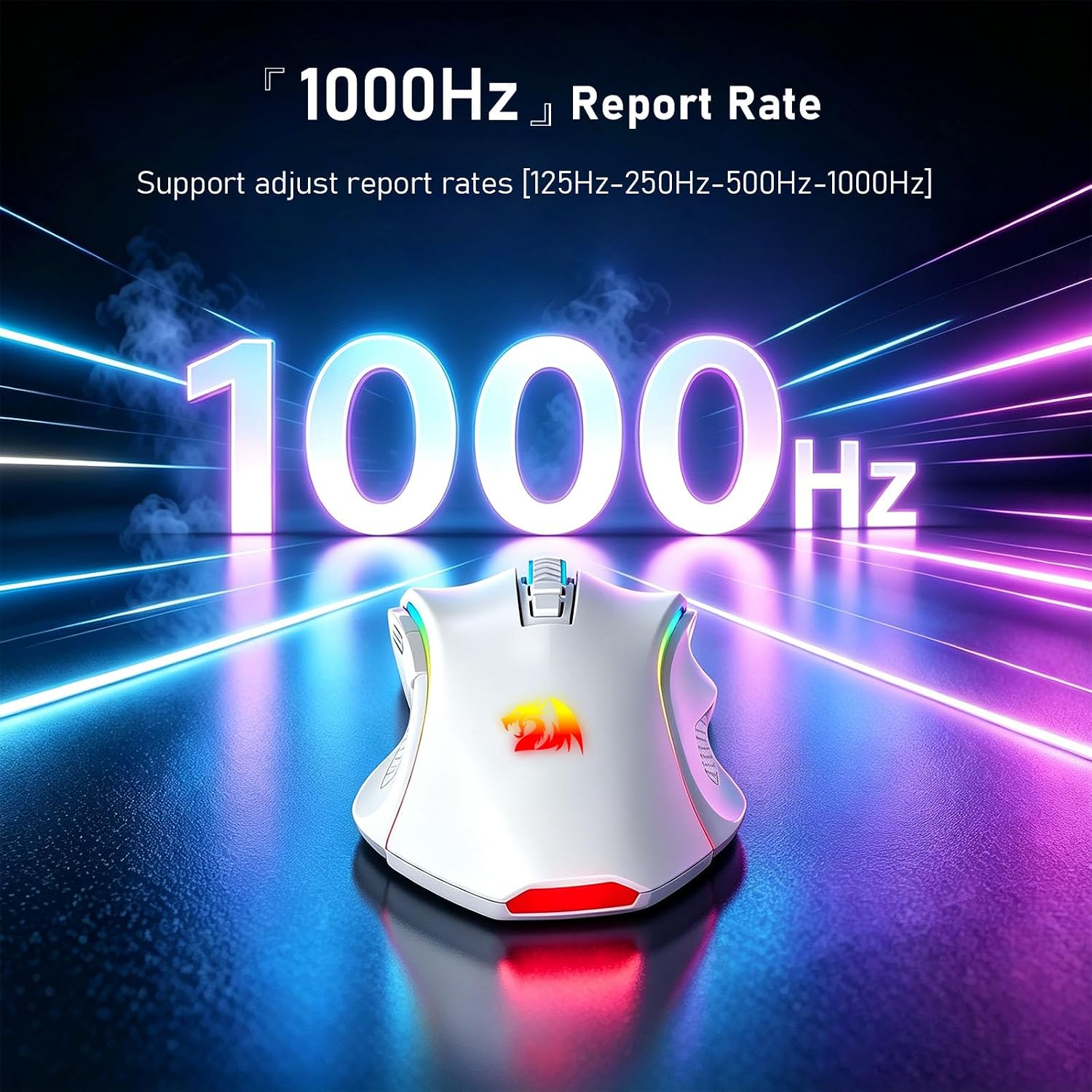 MOUSE INALÁMBRICO REDRAGON M602 GRIFFIN RGB GAMING TRI-MODE 8000DPI BLANCO - 5