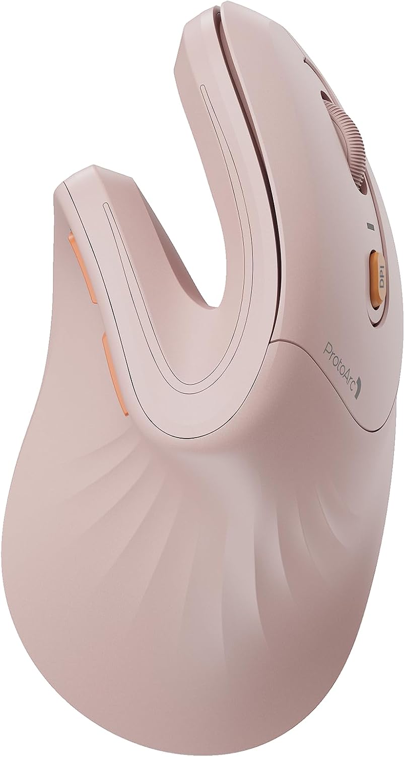 MOUSE ERGONÓMICO VERTICAL PROTOARC EM11 NL RECARGABLE ROSA - 1