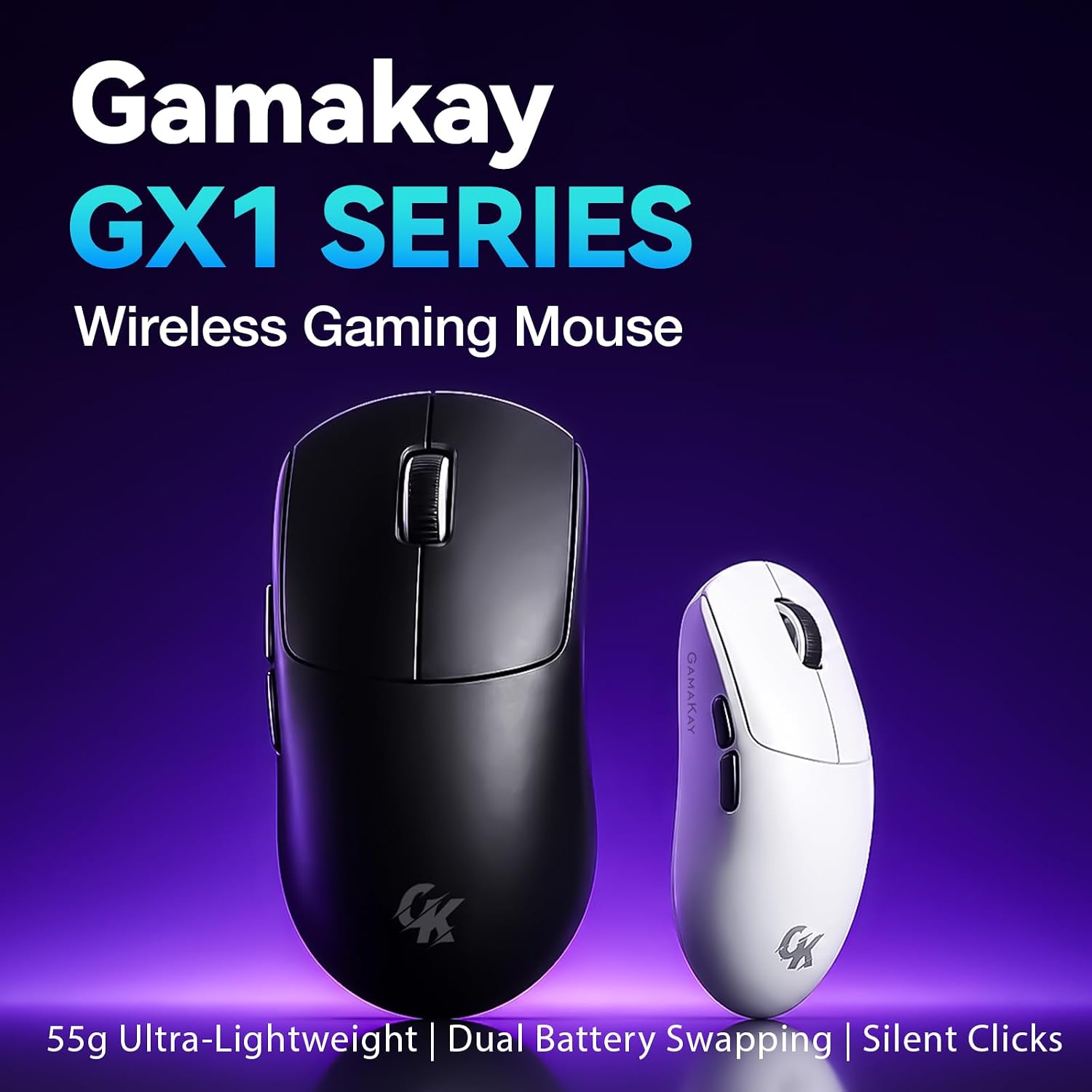 MOUSE INALÁMBRICO GAMER GK GAMAKAY GX1 BLANCO CON SWITCH SILENCIOSO - 2