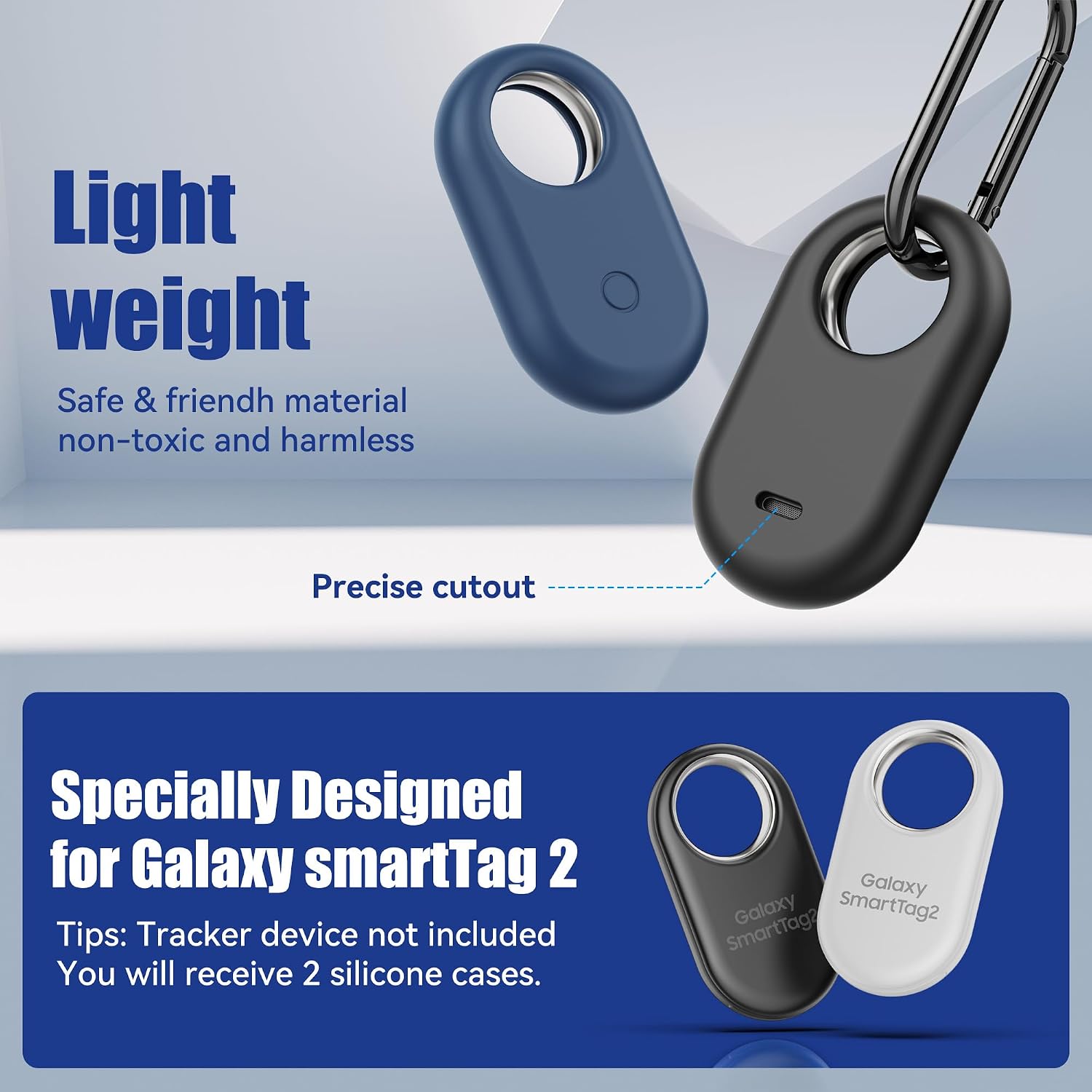FUNDA PARA SAMSUNG SMART TAG 2 SPOMOX 4 UNIDADES CON LLAVERO SILICONA RESISTENTE - 4