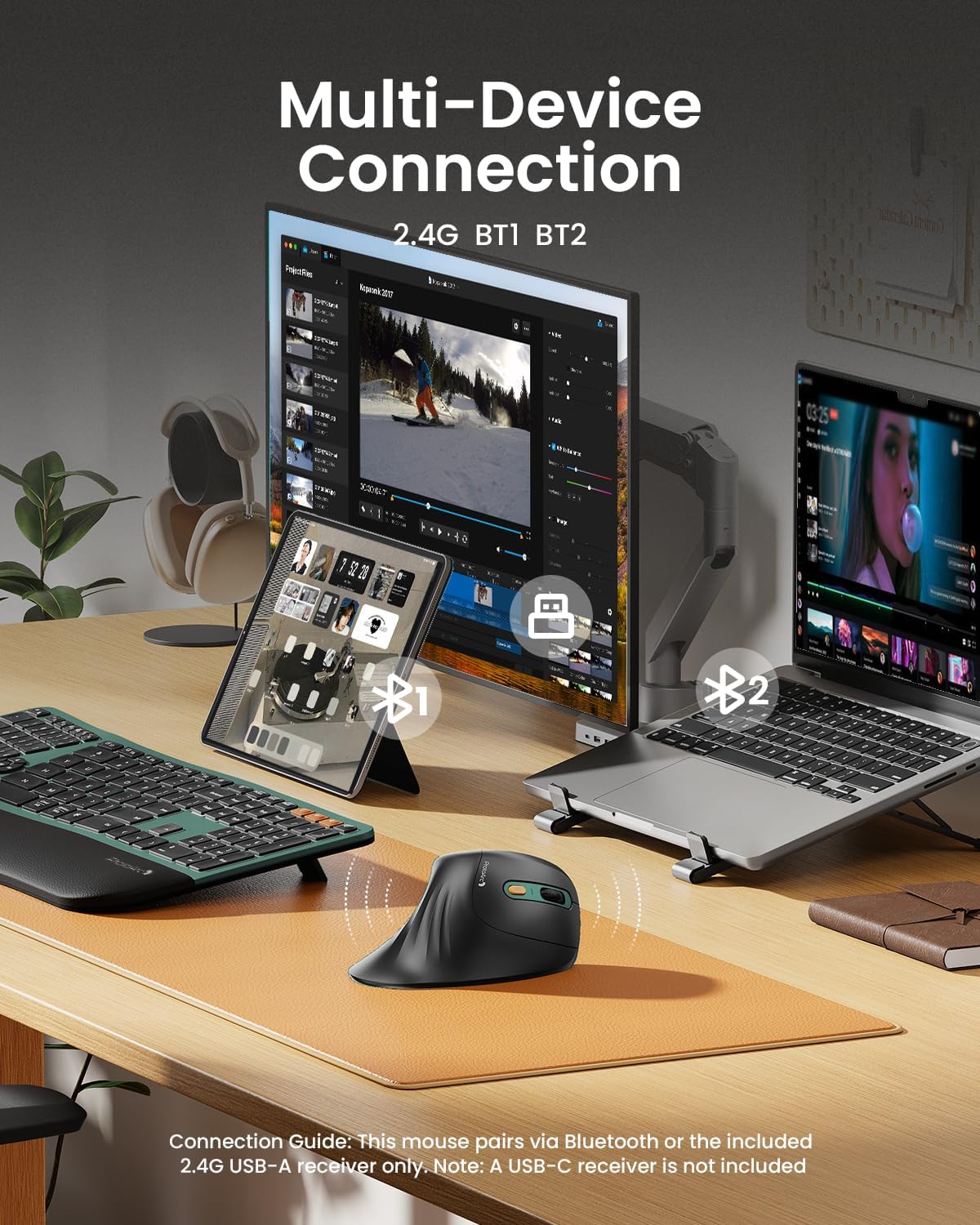 MOUSE ERGONÓMICO VERTICAL INALÁMBRICO PROTOARC EM11 NL RECARGABLE - 4