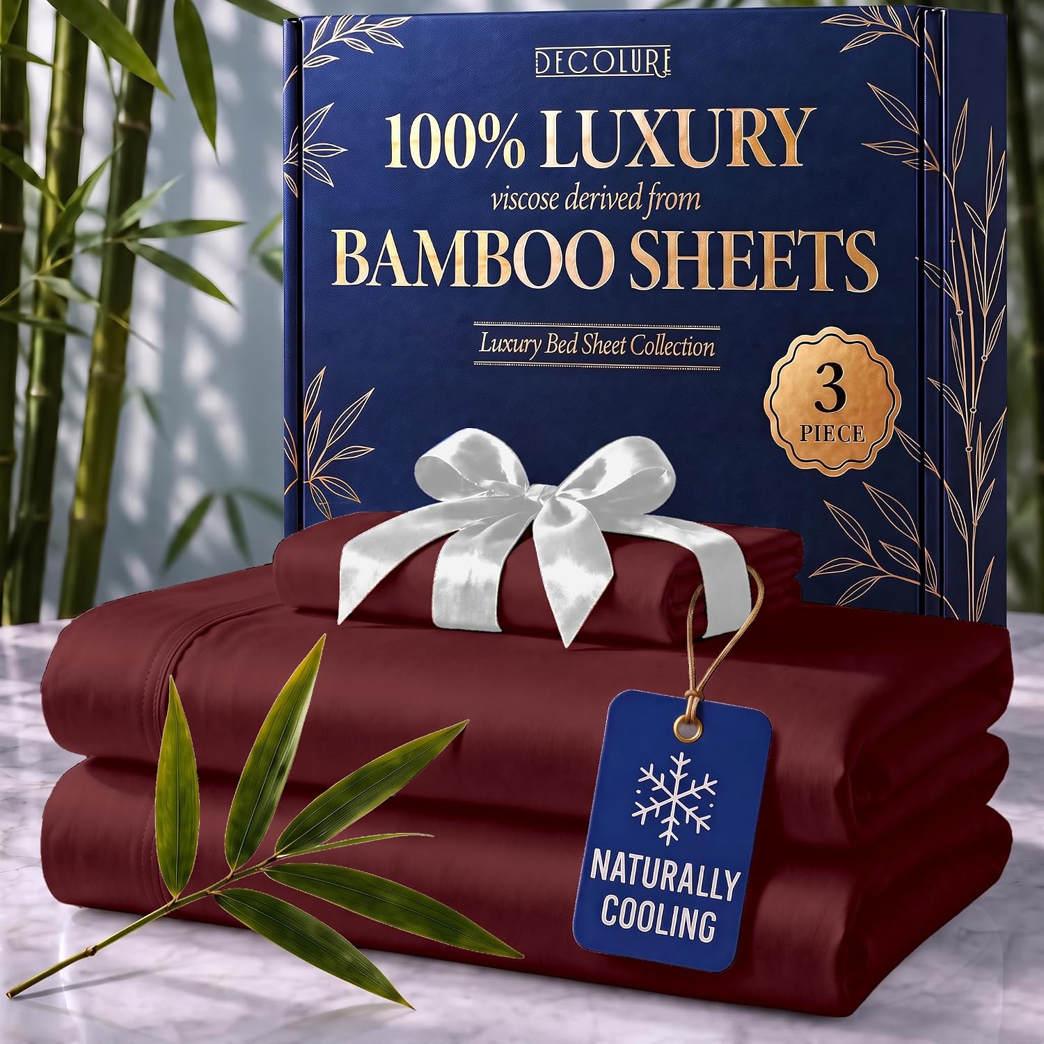 JUEGO DE SÁBANAS DECOLURE 100% VISCOSA DE BAMBÚ TWIN 3 PIEZAS - 1