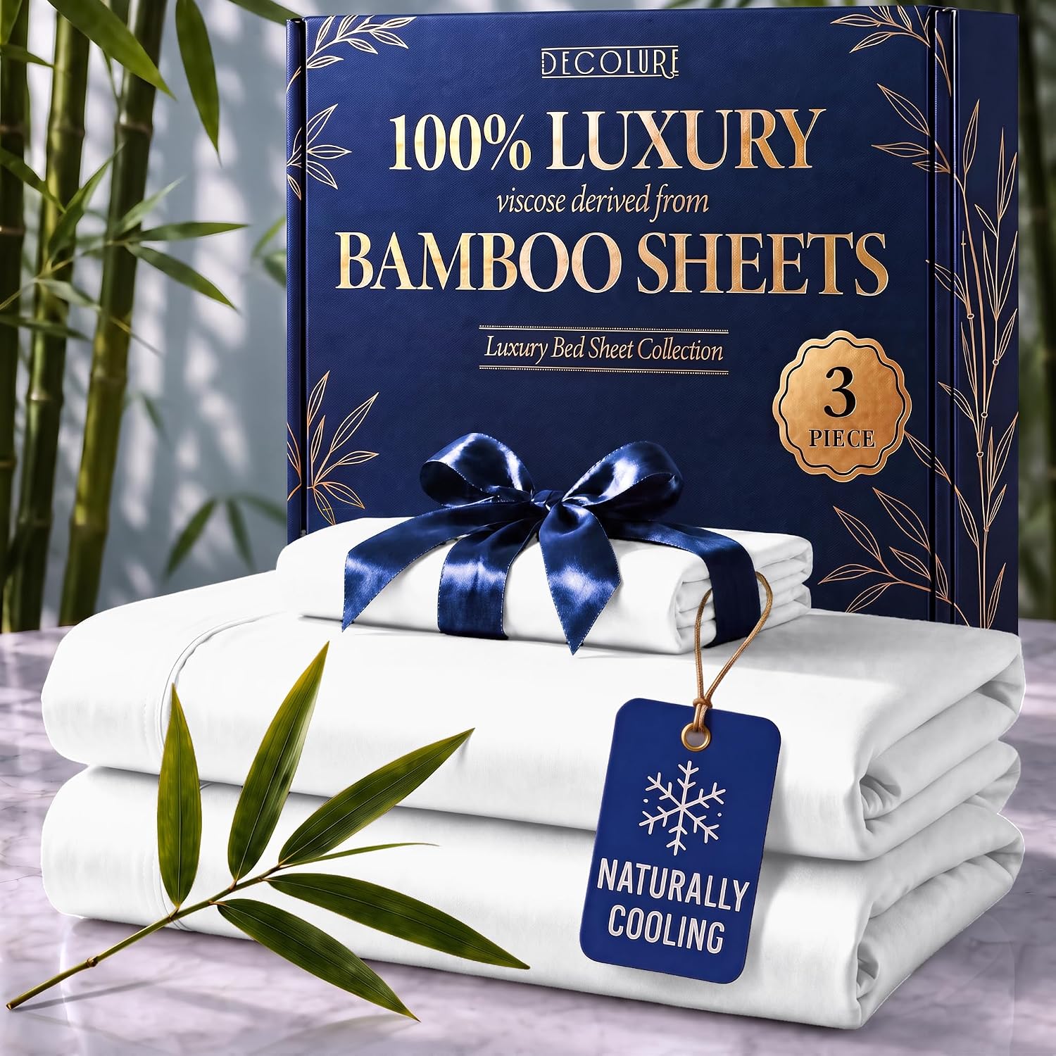 JUEGO DE SÁBANAS DECOLURE 100% VISCOSA DE BAMBÚ TWIN 3 PIEZAS - 1