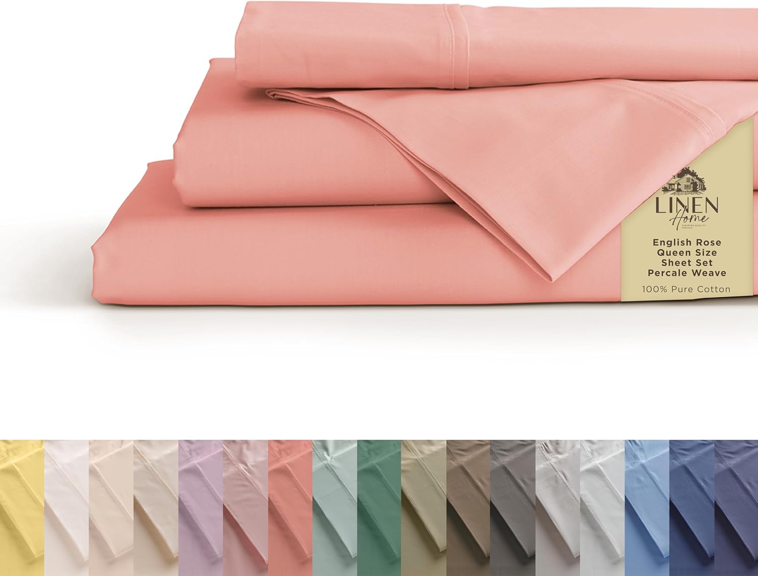 JUEGO DE SÁBANAS LINEN HOME QUEEN 100% ALGODÓN PERCALE ENGLISH ROSE 4 PIEZAS - 1