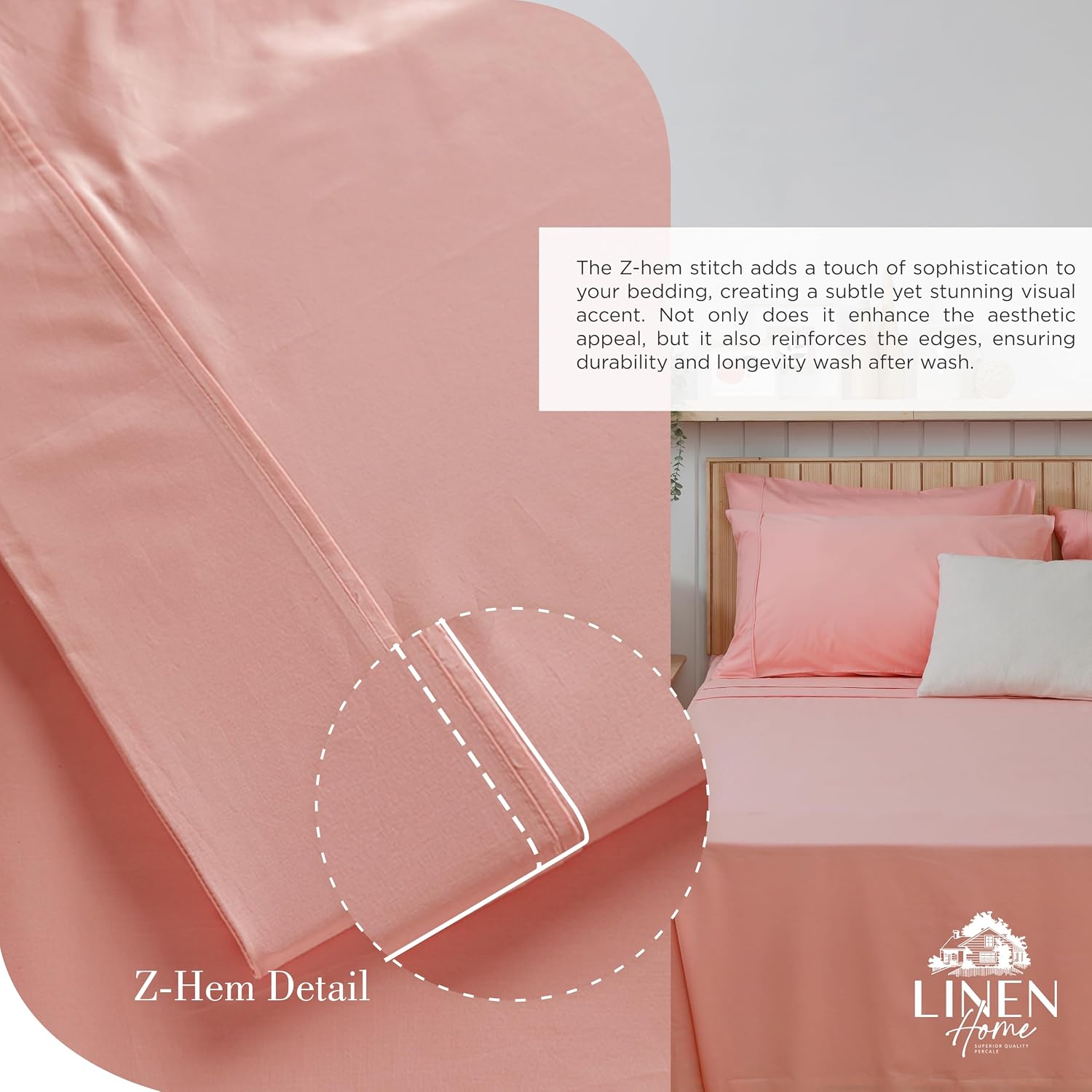 JUEGO DE SÁBANAS LINEN HOME QUEEN 100% ALGODÓN PERCALE ENGLISH ROSE 4 PIEZAS - 3