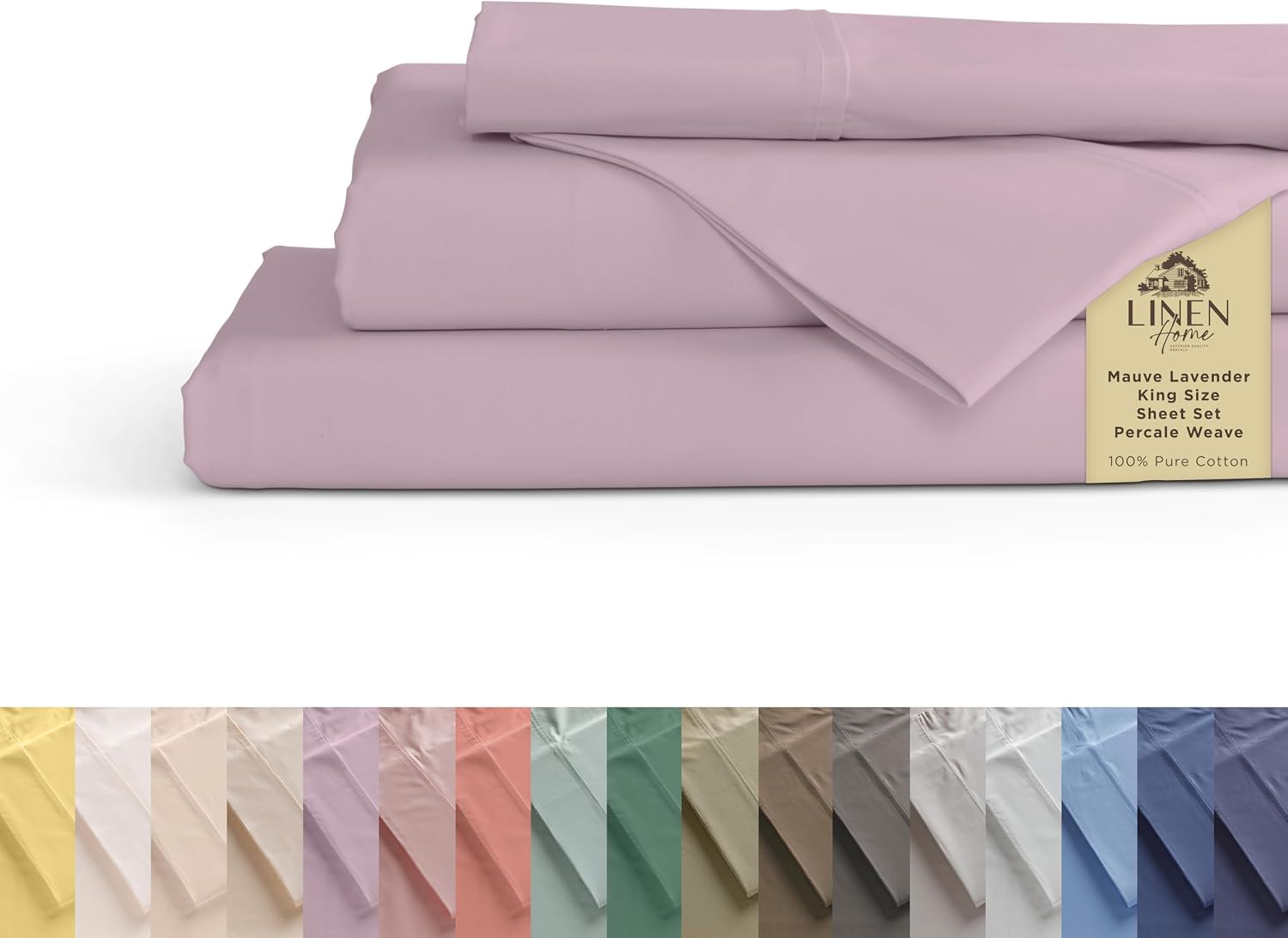 JUEGO DE SÁBANAS LINEN HOME KING 100% ALGODÓN PERCAL 4 PIEZAS LAVANDA MALVA - 1