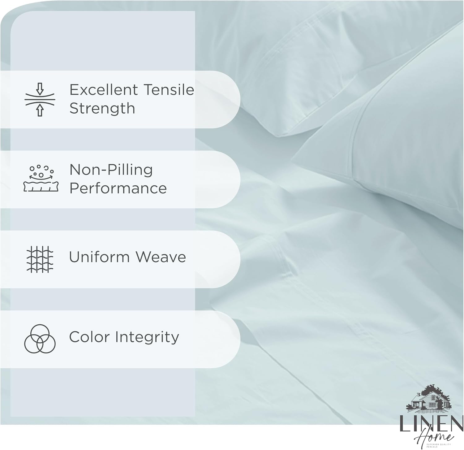 JUEGO DE SÁBANAS LINEN HOME PERCALE ALGODÓN 100% FULL AZUL HUEVO DE PATO BOLSILLO PROFUNDO 4 PIEZAS - 2