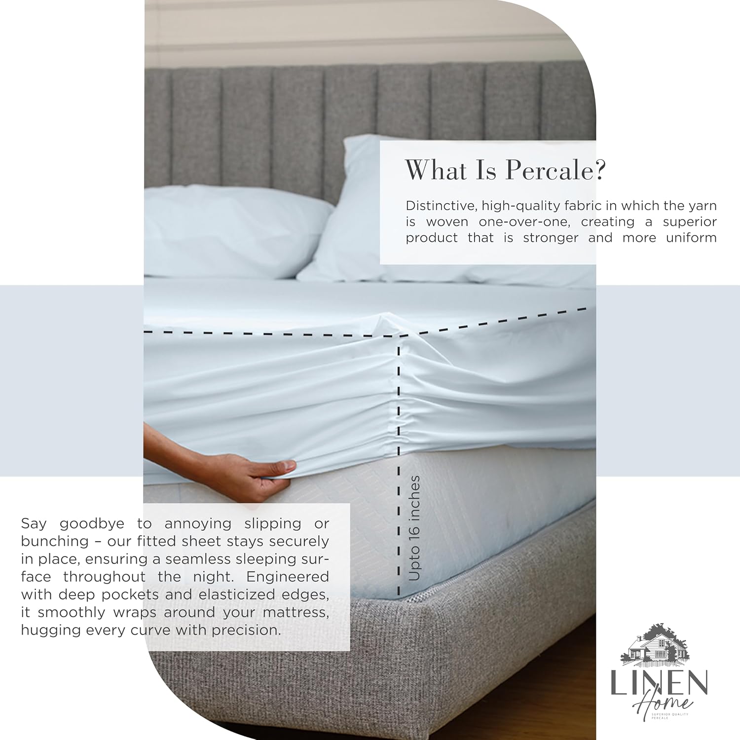 JUEGO DE SÁBANAS LINEN HOME PERCALE ALGODÓN 100% FULL AZUL HUEVO DE PATO BOLSILLO PROFUNDO 4 PIEZAS - 4