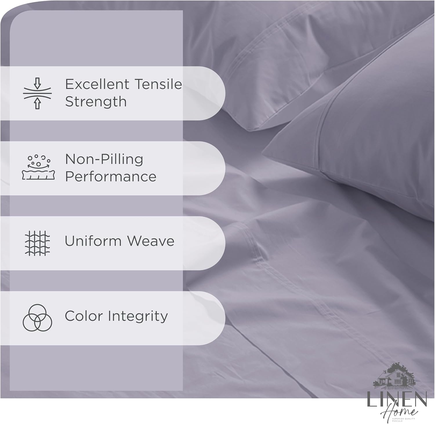 JUEGO DE SÁBANAS LINEN HOME KING 100% ALGODÓN PERCAL MORADO PRELUDE 4 PIEZAS - 2