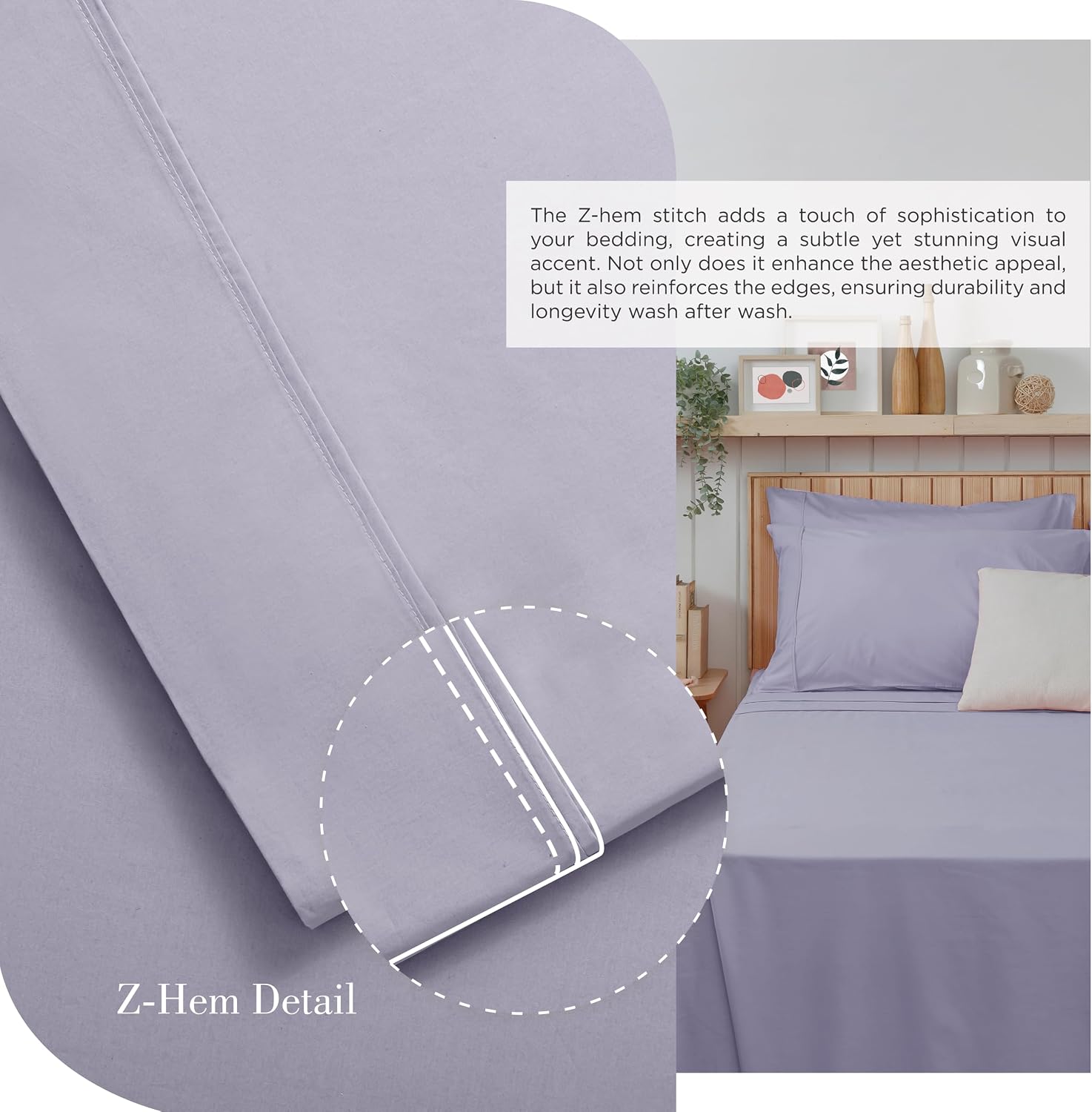 JUEGO DE SÁBANAS LINEN HOME KING 100% ALGODÓN PERCAL MORADO PRELUDE 4 PIEZAS - 3