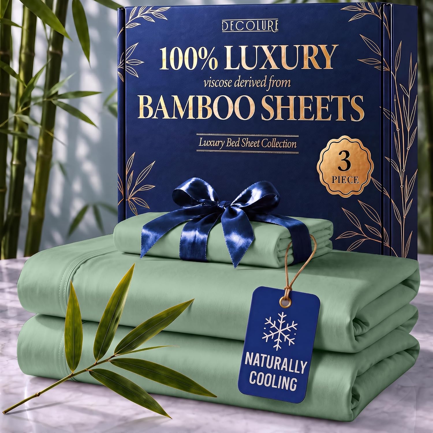 JUEGO DE SÁBANAS DECOLURE 100% VISCOSA DE BAMBÚ TWIN 3 PIEZAS - 1
